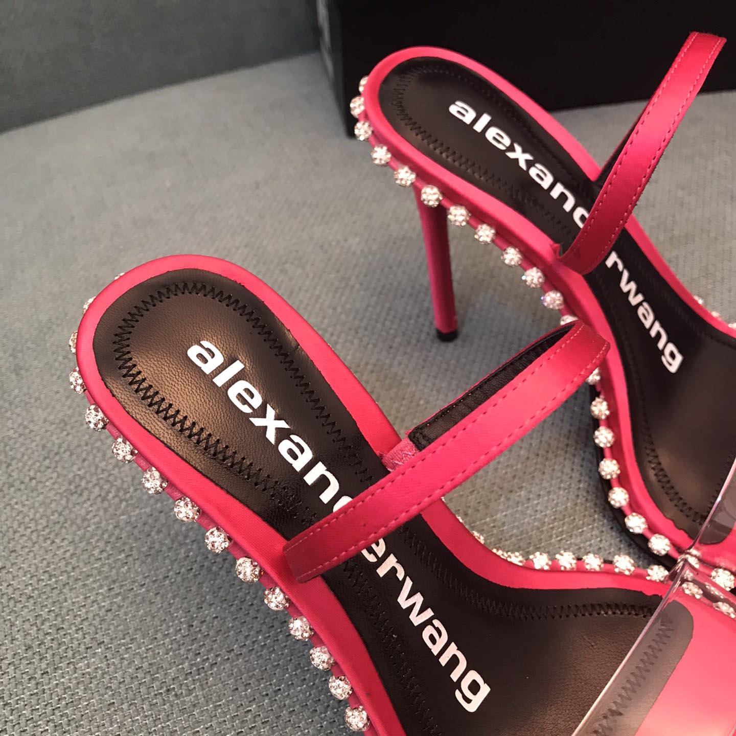 Alexander Wang Pink Satin Nova Crystal Sandals - EUR FASHION