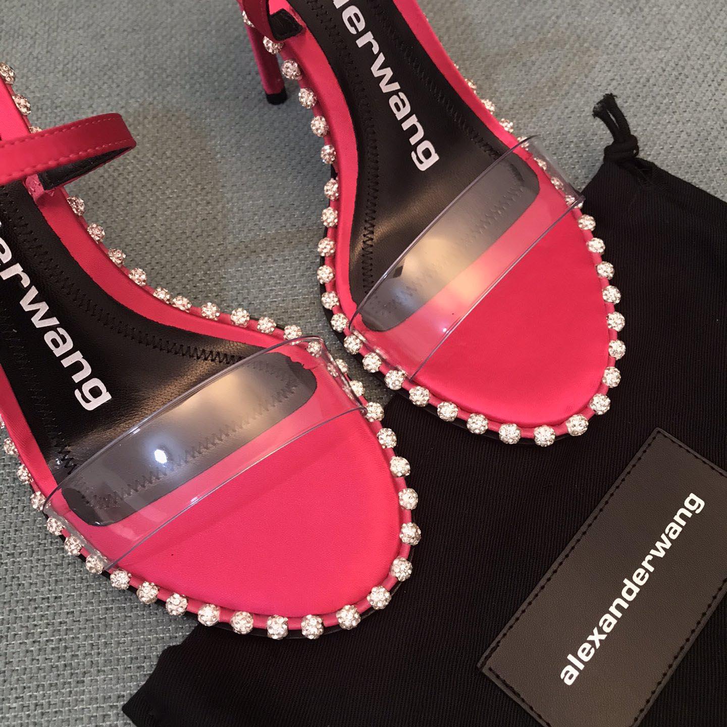 Alexander Wang Pink Satin Nova Crystal Sandals - EUR FASHION