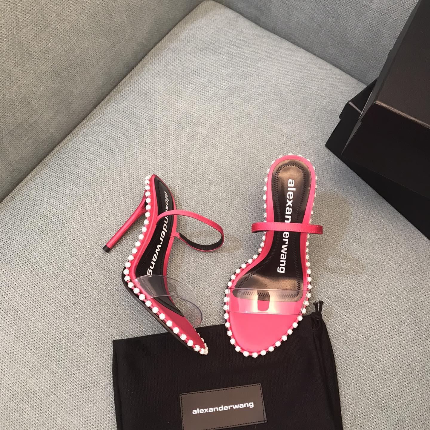 Alexander Wang Pink Satin Nova Crystal Sandals - EUR FASHION