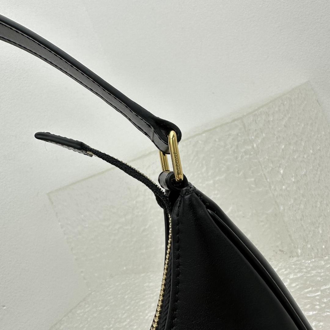 Celine Ava Triomphe Soft Bag In Smooth Calfskin Black - EUR FASHION