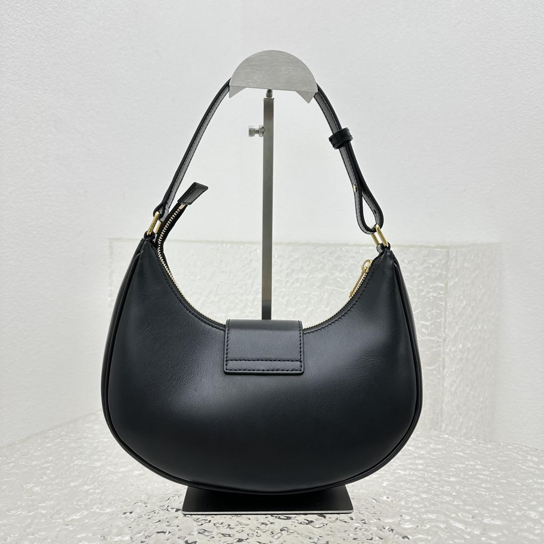 Celine Ava Triomphe Soft Bag In Smooth Calfskin Black - EUR FASHION