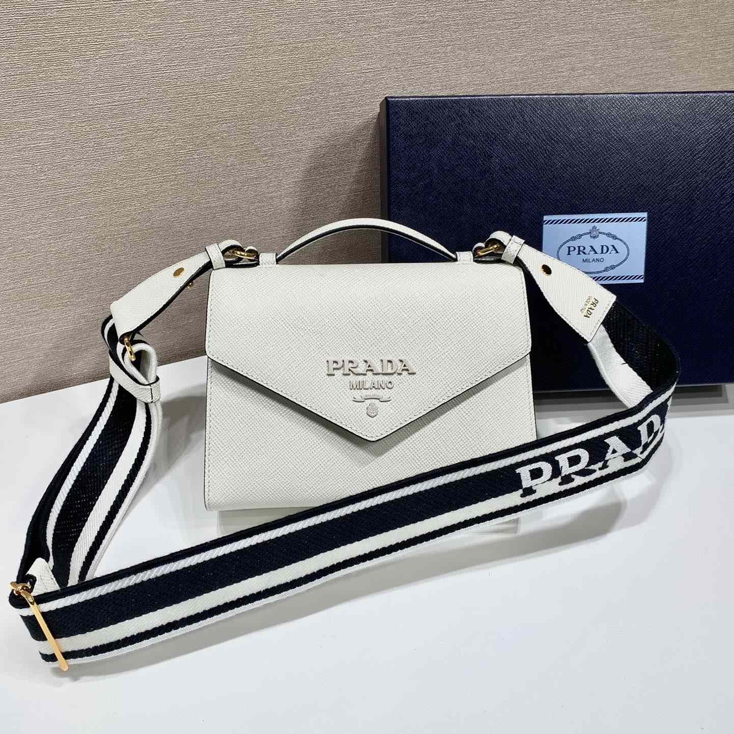 Prada Monochrome Saffiano And Leather Bag - EUR FASHION