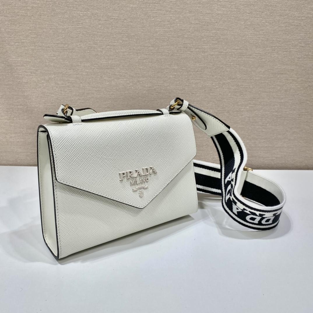 Prada Monochrome Saffiano And Leather Bag - EUR FASHION