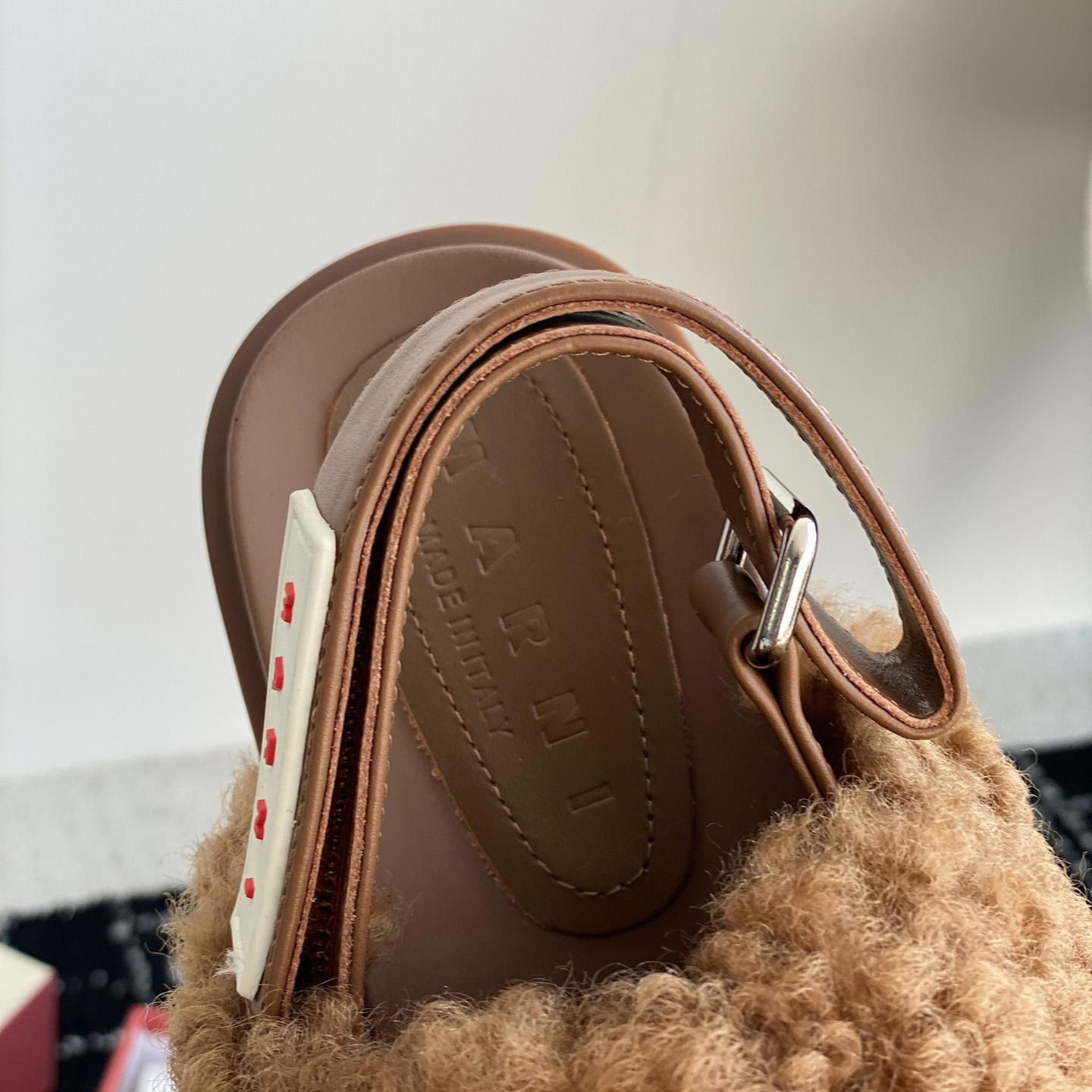 Marni Brown Shearling Sabot - EUR FASHION