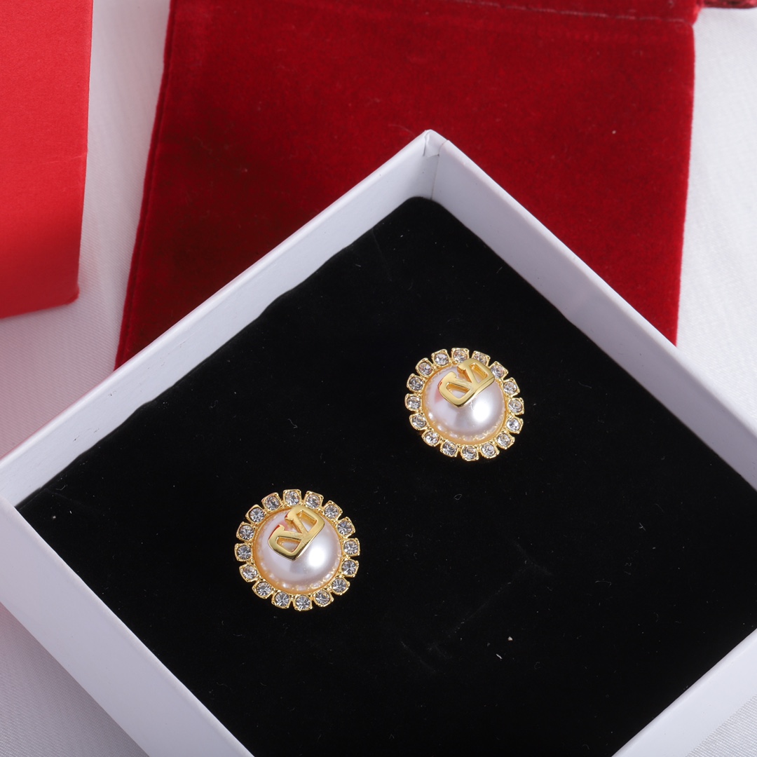 Valenti Garavani VLogo Signature Crystal Stud Earrings - EUR FASHION