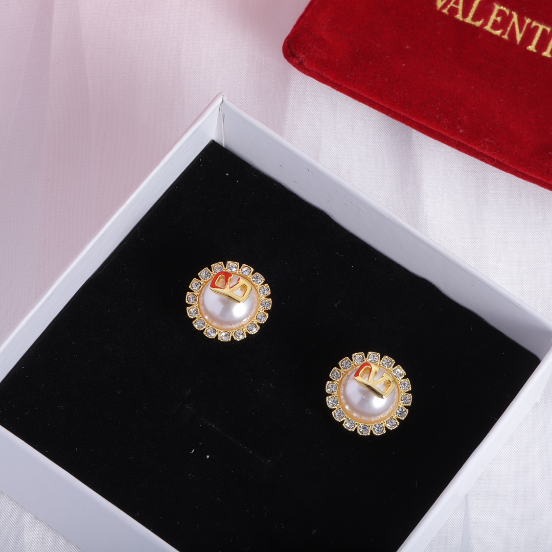 Valenti Garavani VLogo Signature Crystal Stud Earrings - EUR FASHION