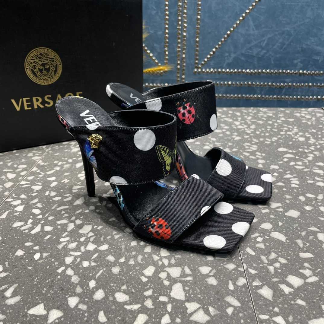 Versace Butterflies Canvas High Heel Mules - EUR FASHION