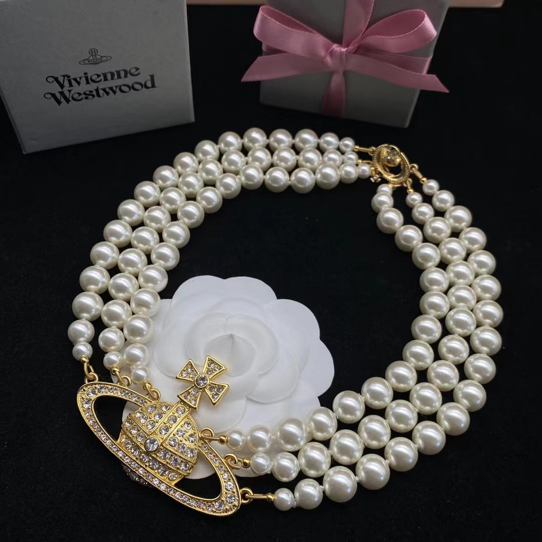 Vivienne Westwood Bas Relief Gold-tone and Faux Pearl Choker - EUR FASHION