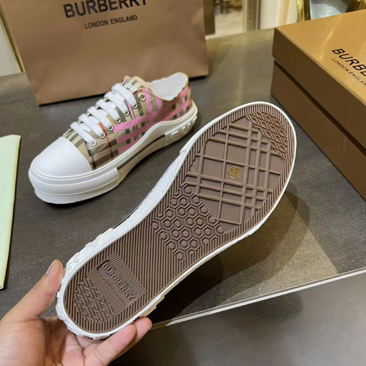 Burberry Check Cotton Sneakers - EUR FASHION