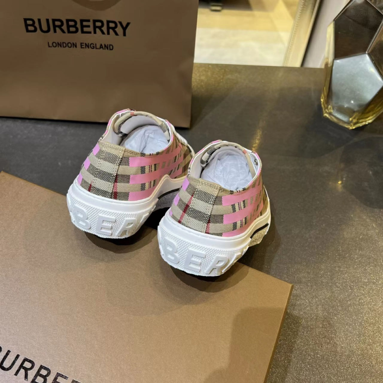 Burberry Check Cotton Sneakers - EUR FASHION