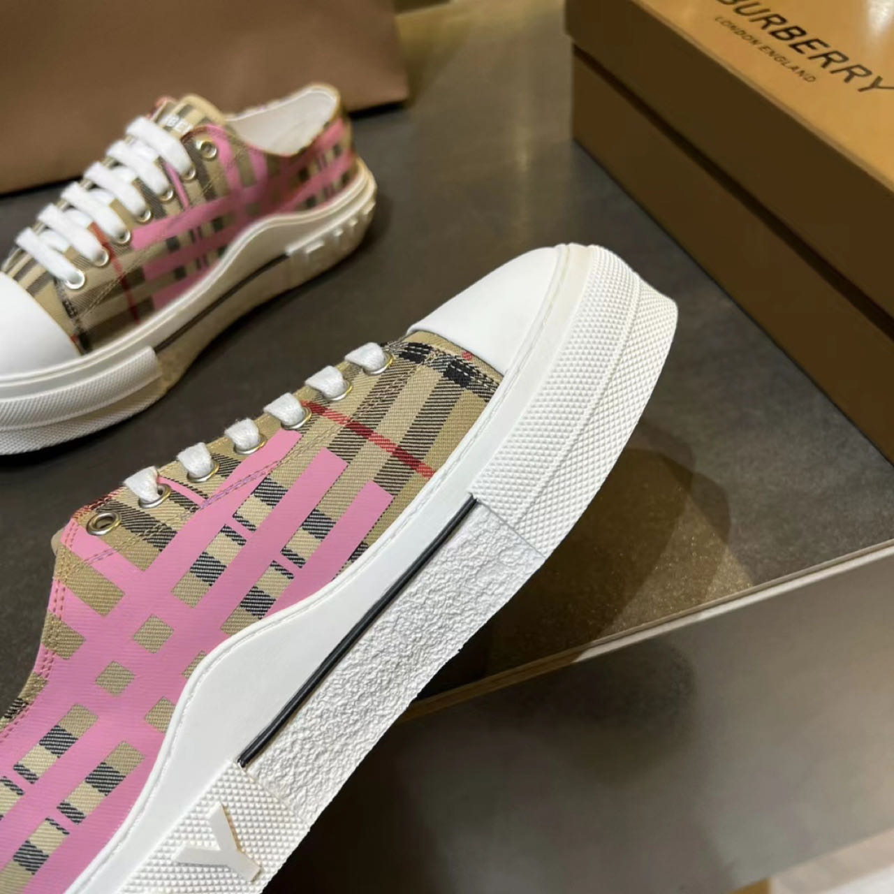 Burberry Check Cotton Sneakers - EUR FASHION