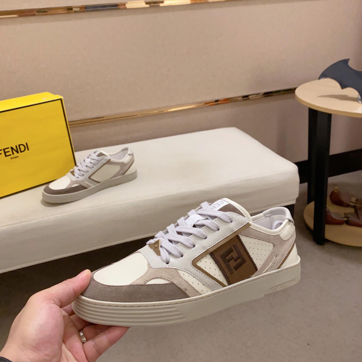 Fendi Step Beige Leather Low-tops Sneakers - EUR FASHION