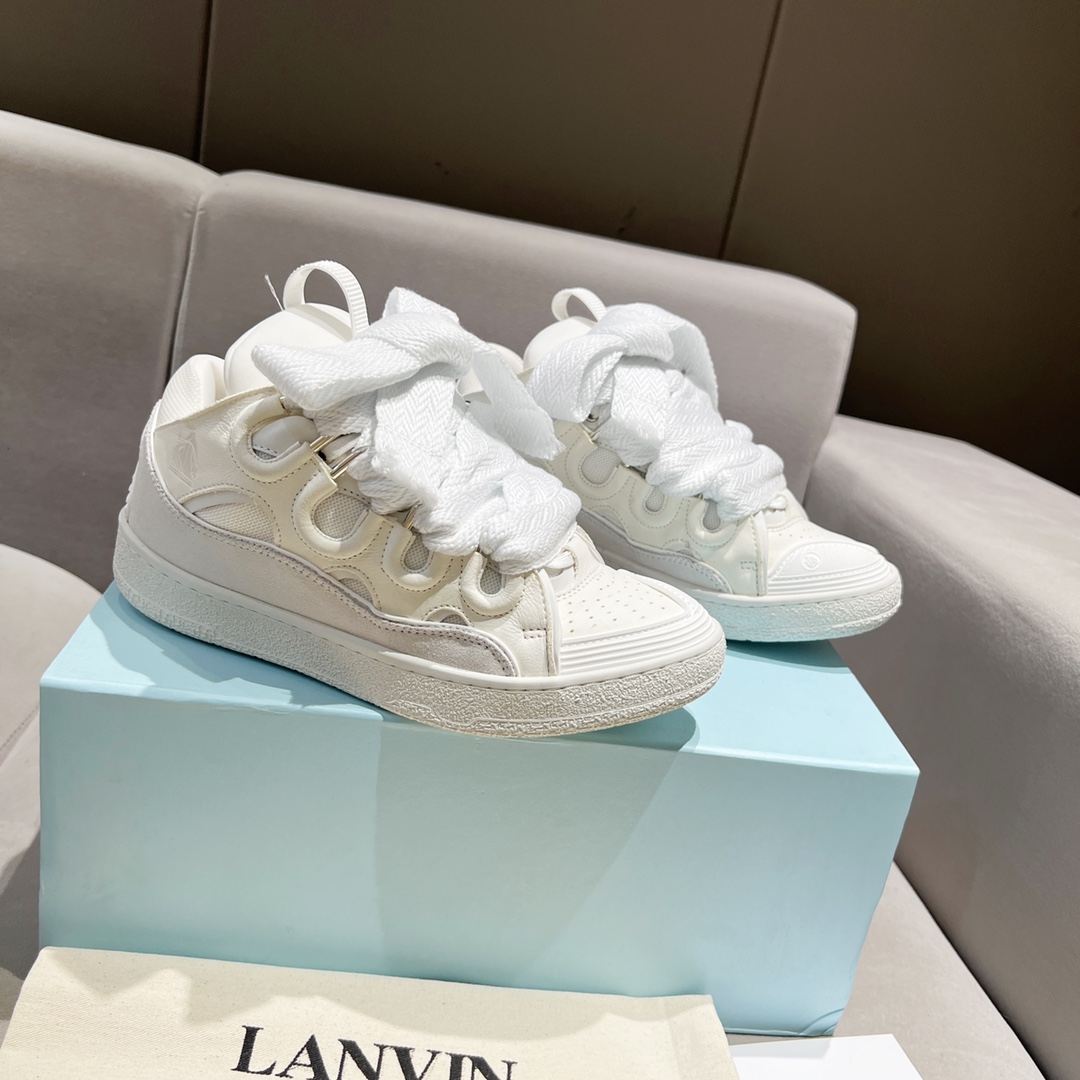 Lanvin Curb Leather Sneakers - EUR FASHION