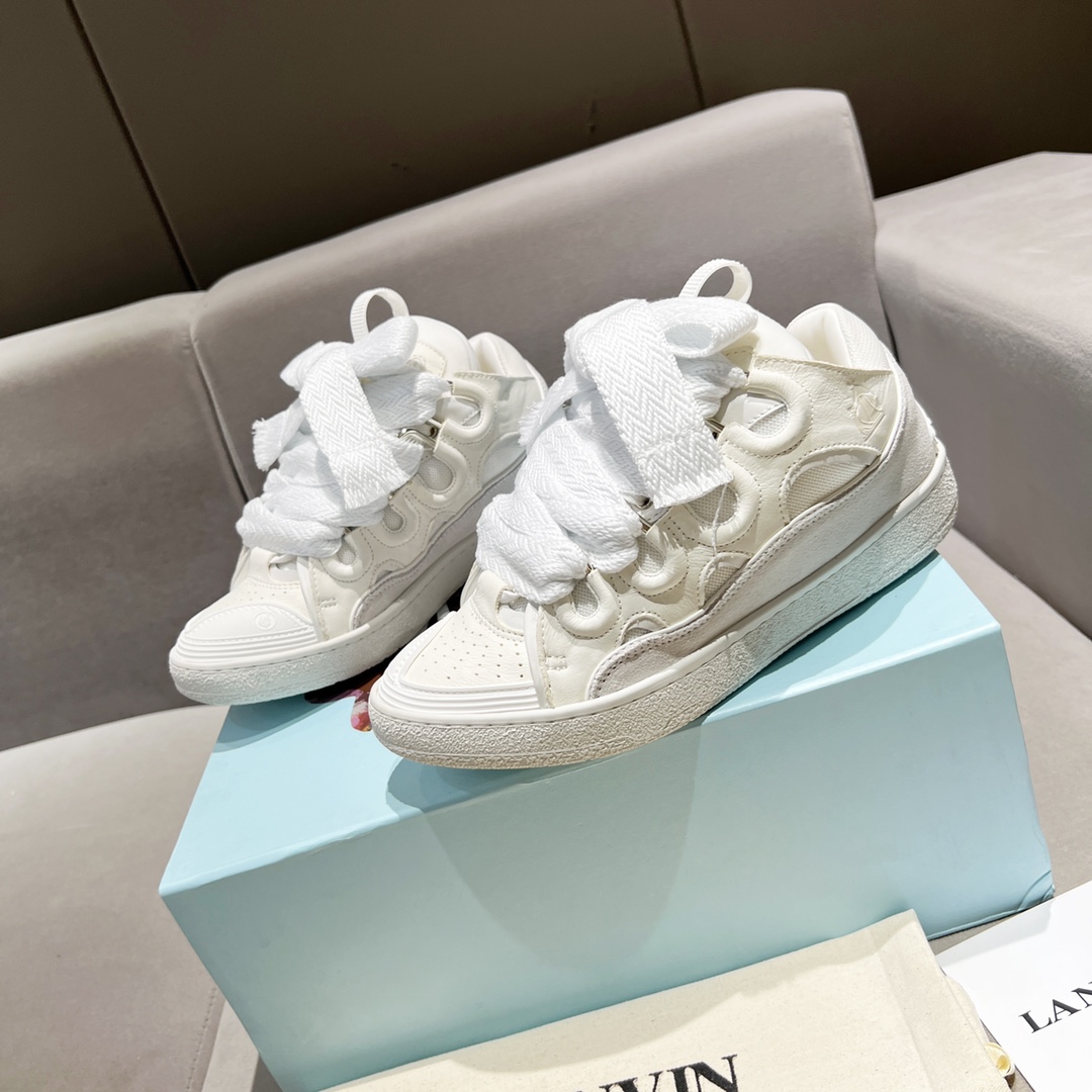 Lanvin Curb Leather Sneakers - EUR FASHION