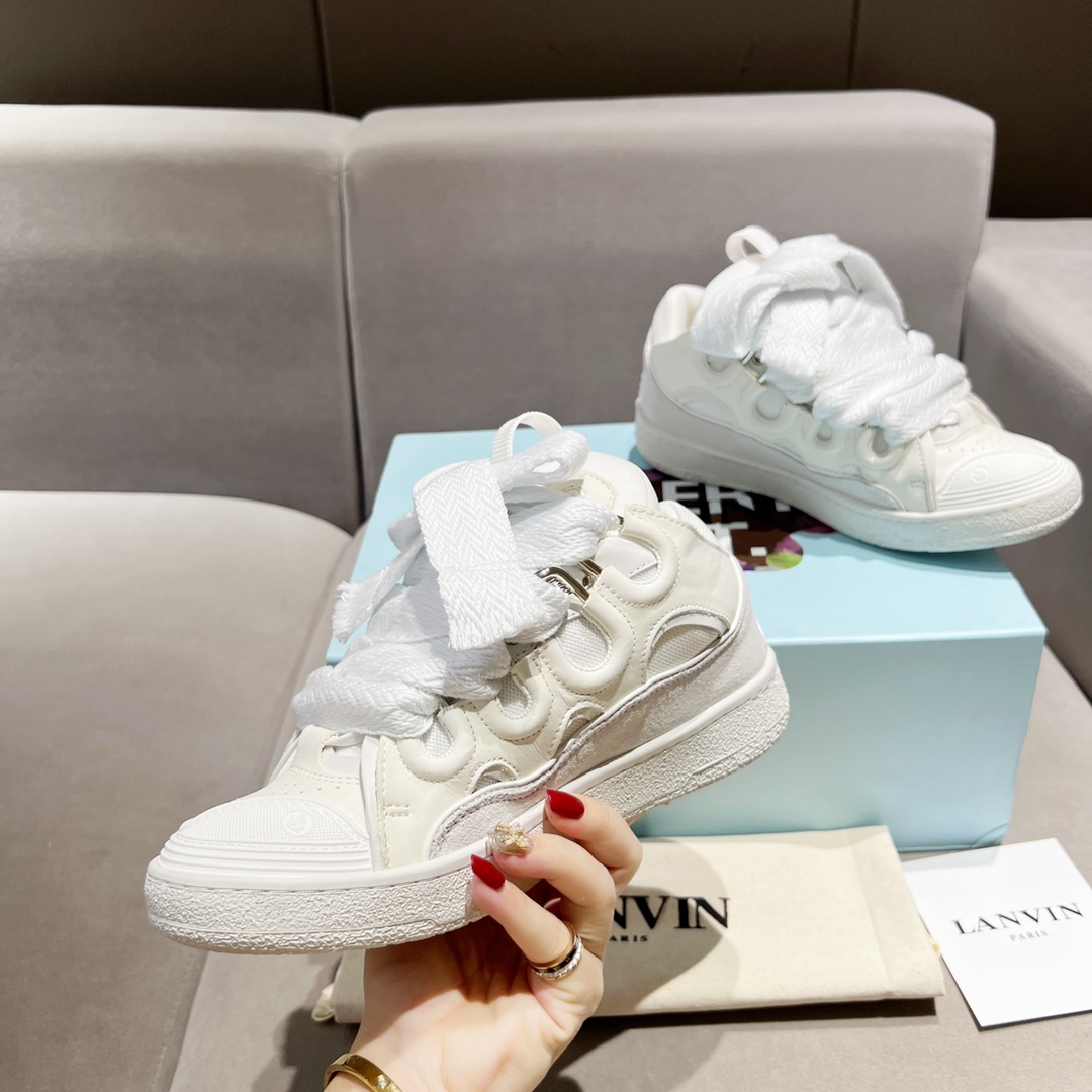 Lanvin Curb Leather Sneakers - EUR FASHION