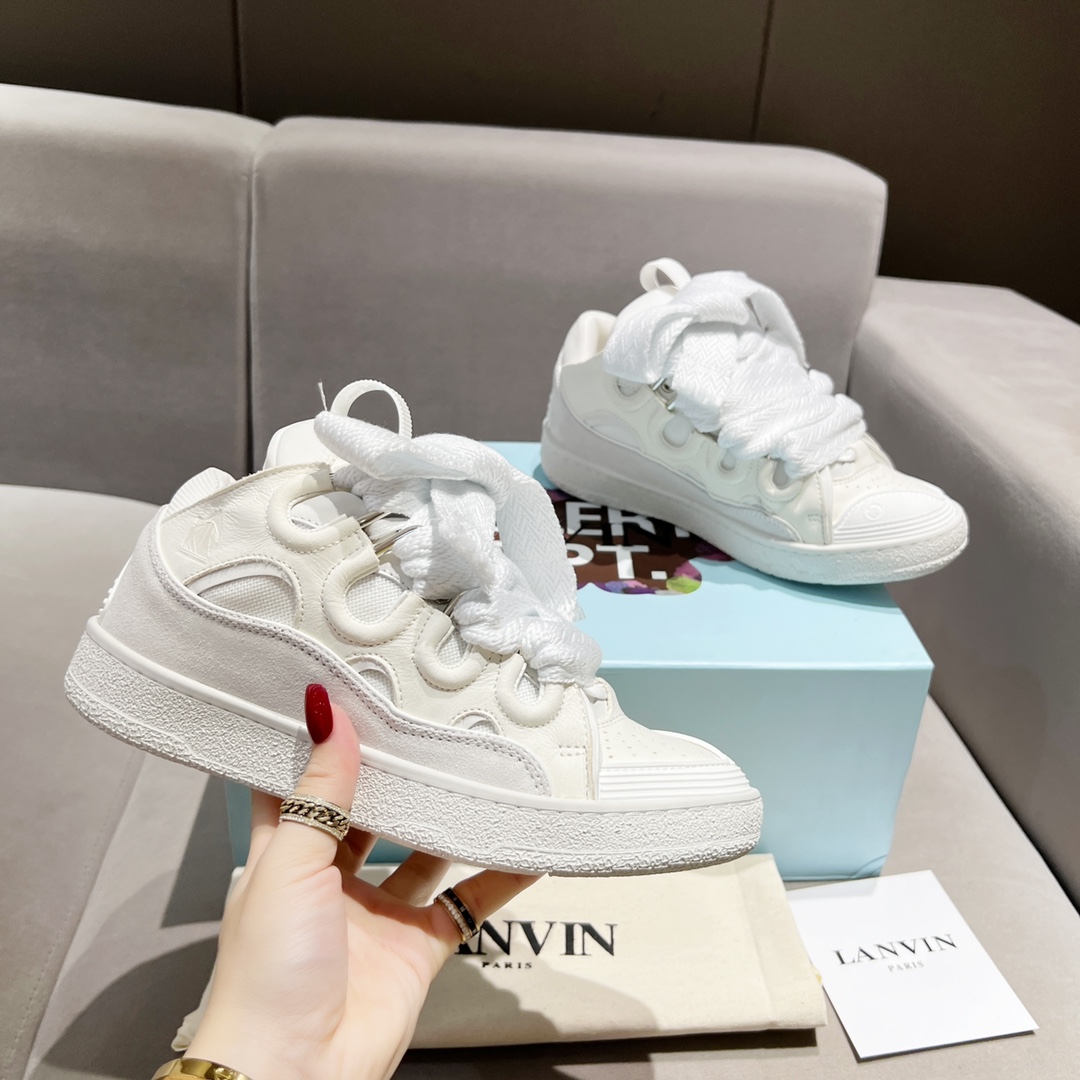 Lanvin Curb Leather Sneakers - EUR FASHION