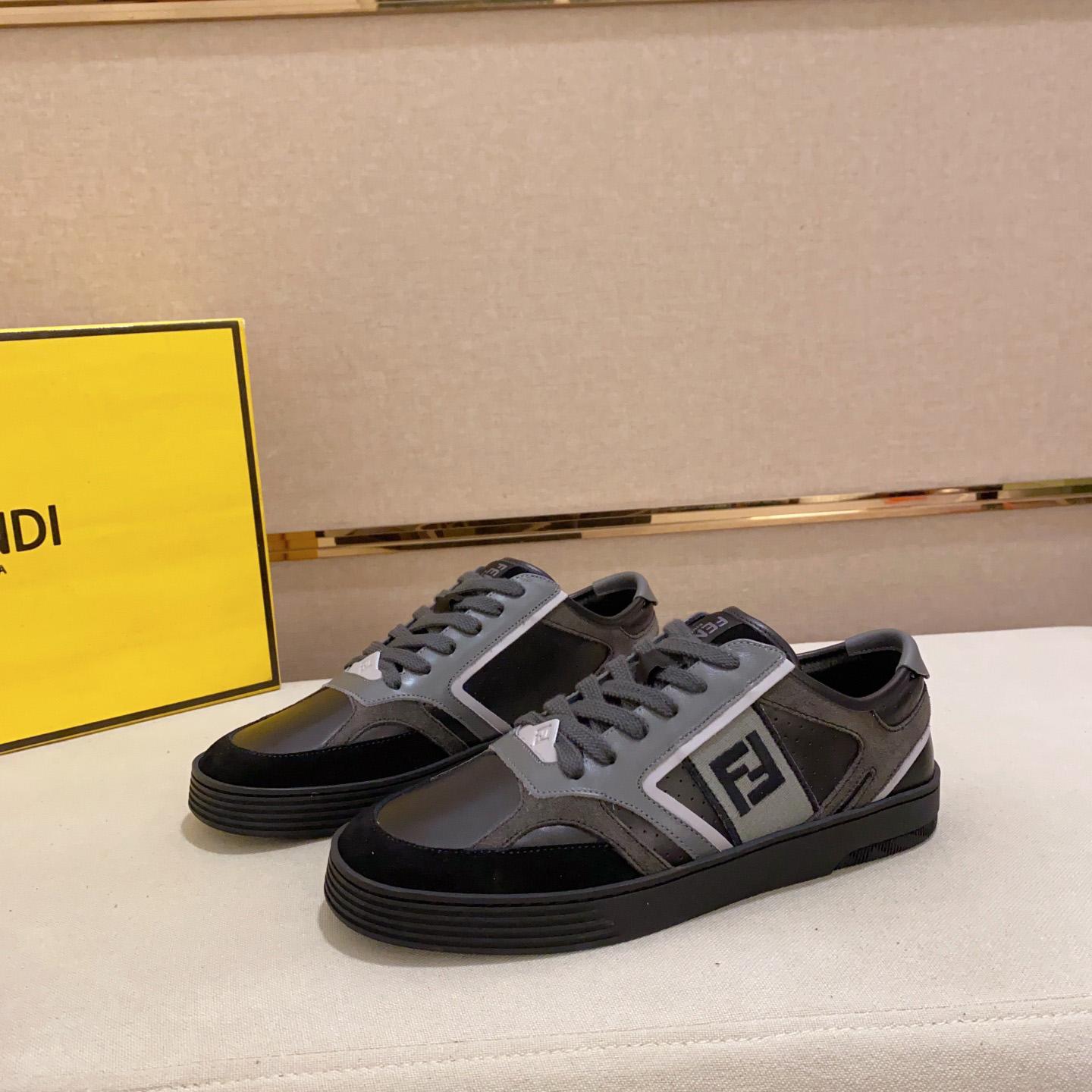 Fendi Step Black Leather Low-tops Sneakers - EUR FASHION