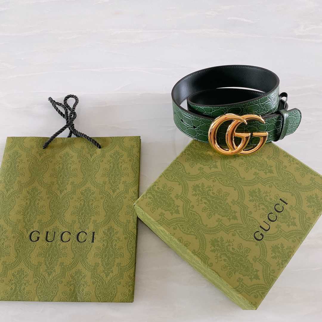 Gucci GG Marmont Caiman belt With Shiny Buckle - EUR FASHION