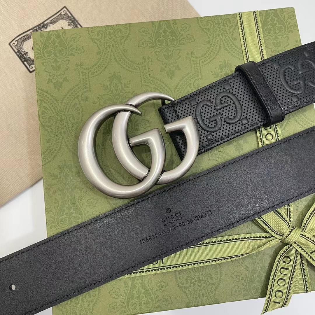 Gucci Leather Belt With Maxi GG - EUR FASHION