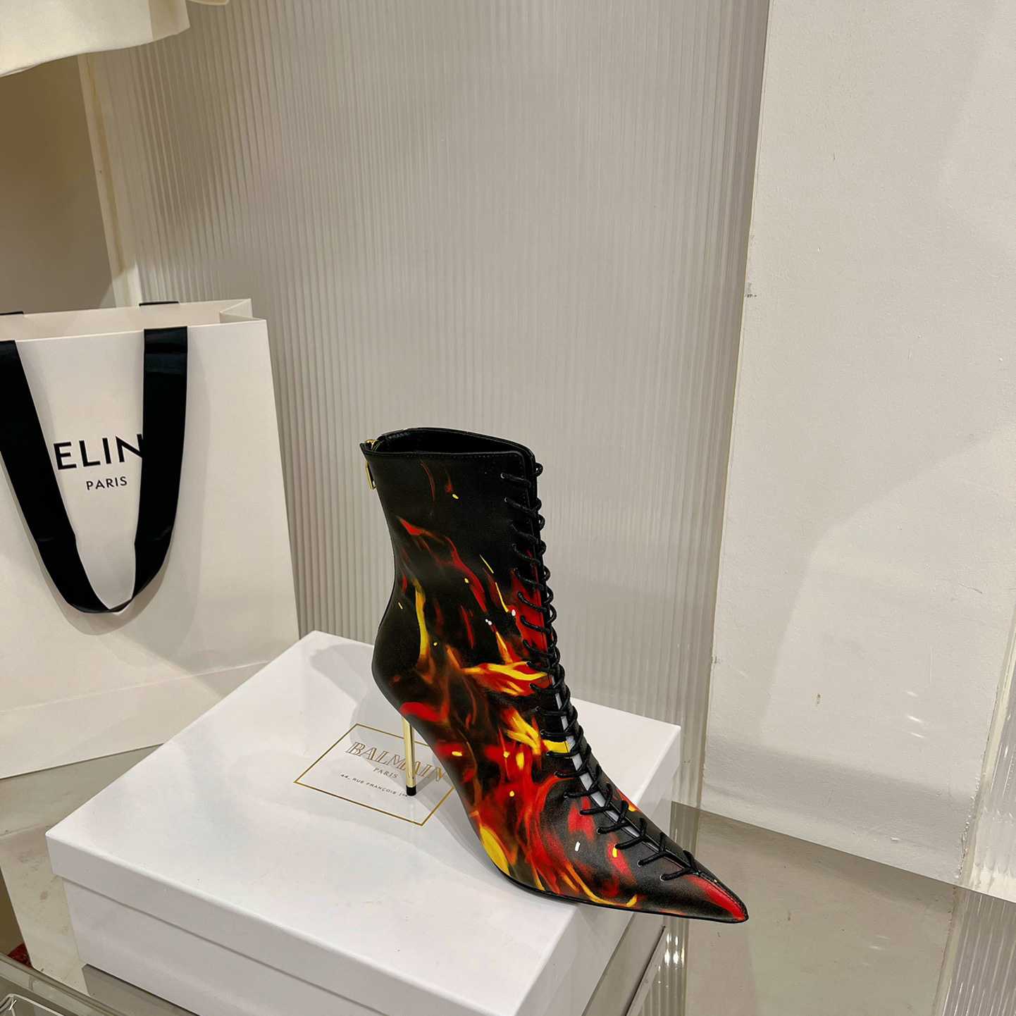 Balmain Uria Ankle Boots In Fire Print Leather - EUR FASHION