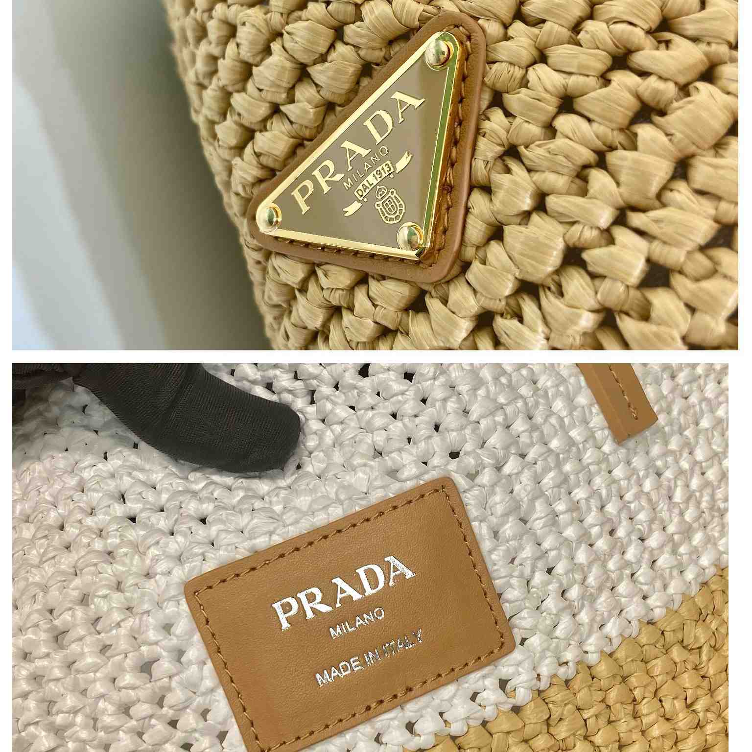 Prada Raffia And Leather Tote Bag - EUR FASHION