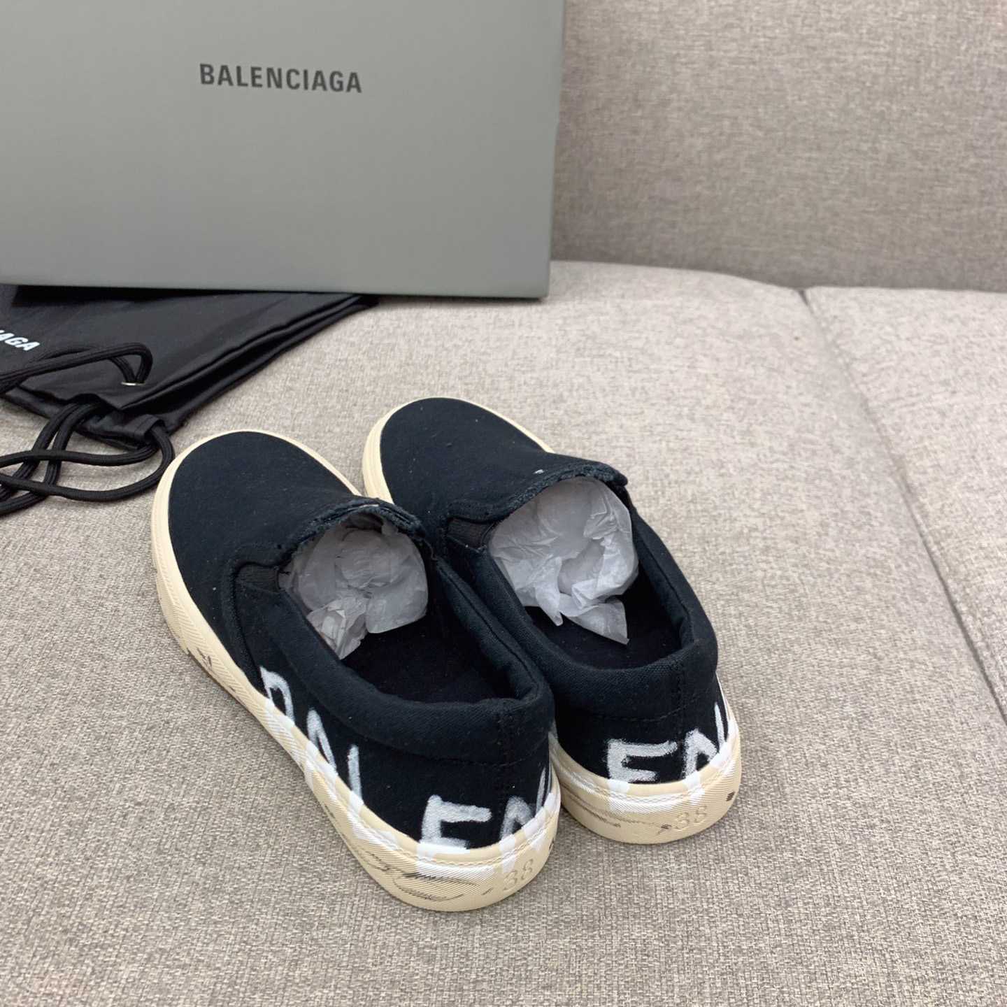 Balenciaga Paris Slip On Graffiti Sneaker In Black - EUR FASHION