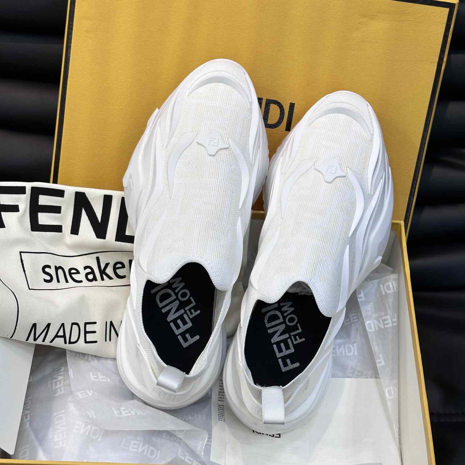 Fendi Flow White Mesh Running Sneakers - EUR FASHION