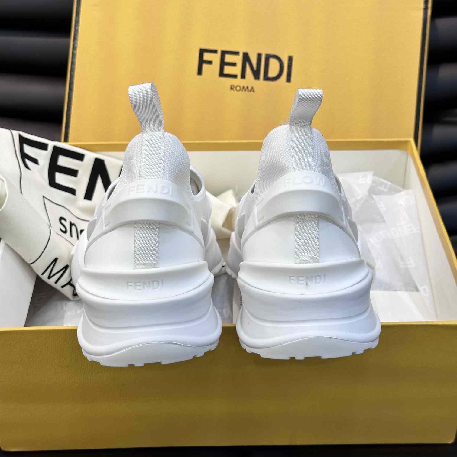 Fendi Flow White Mesh Running Sneakers - EUR FASHION