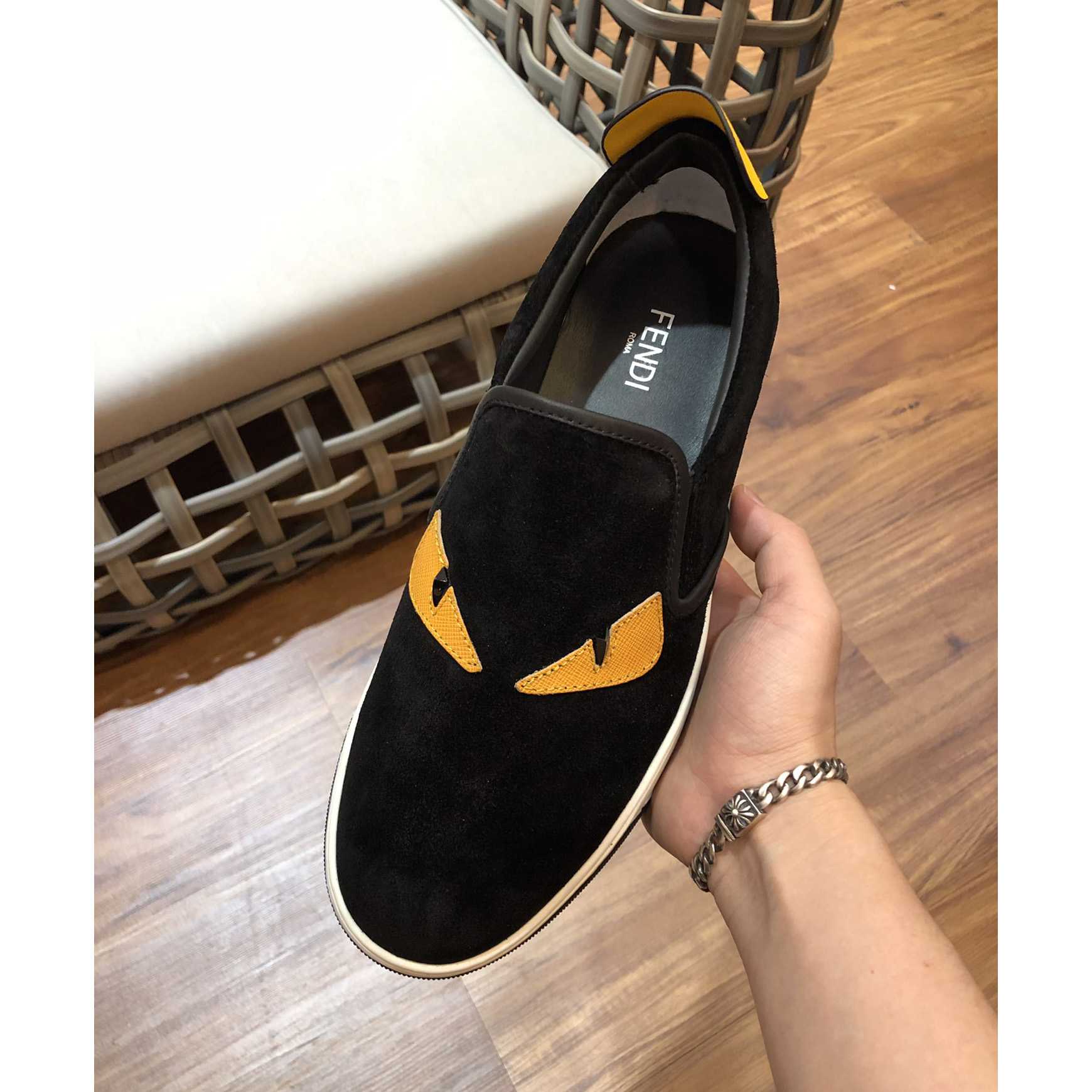 Fendi Men's Black Loafer Monster Eyes - EUR FASHION