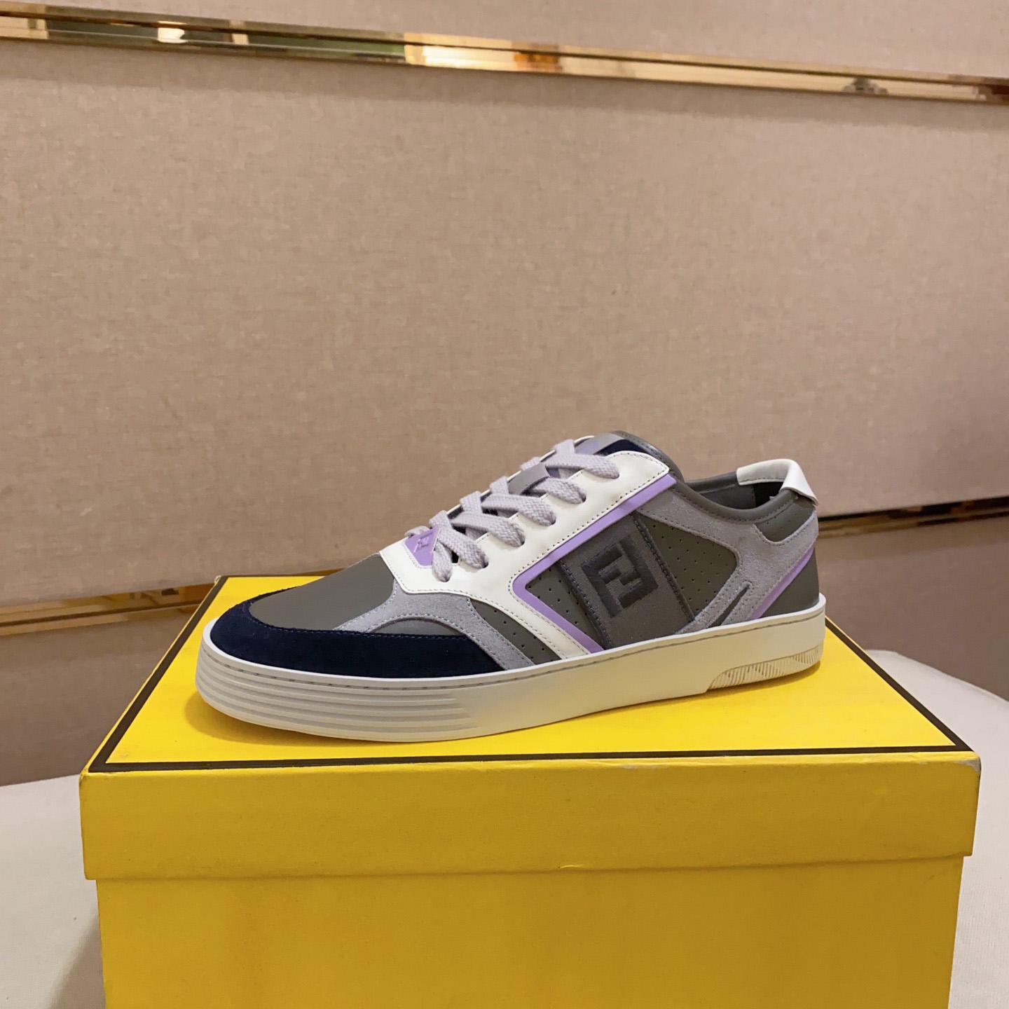 Fendi Step Gray Leather Low-tops Sneakers - EUR FASHION