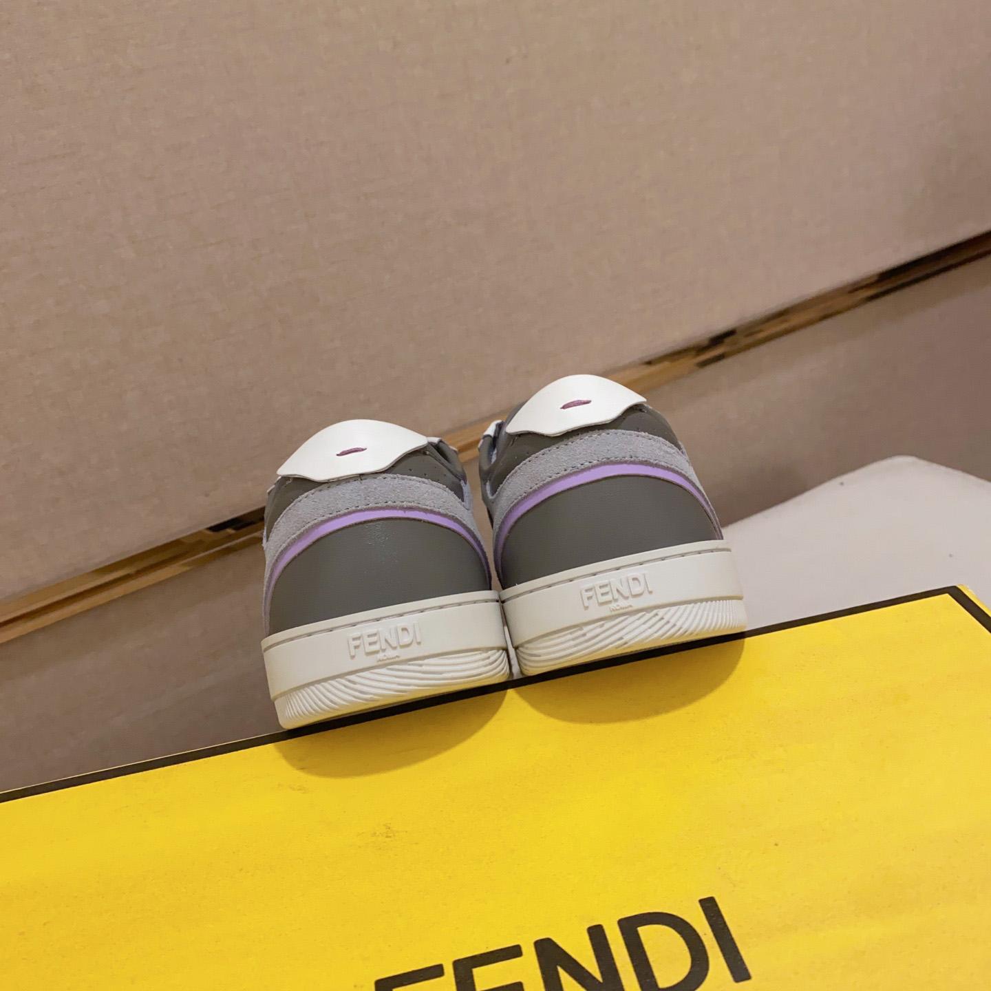 Fendi Step Gray Leather Low-tops Sneakers - EUR FASHION