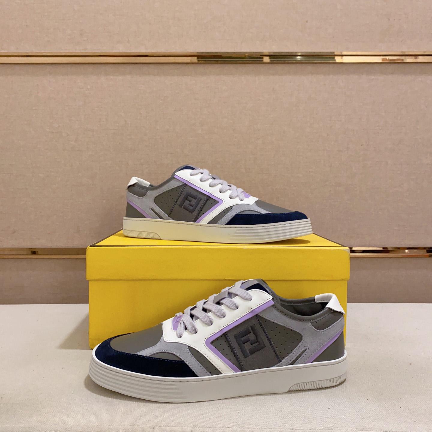 Fendi Step Gray Leather Low-tops Sneakers - EUR FASHION