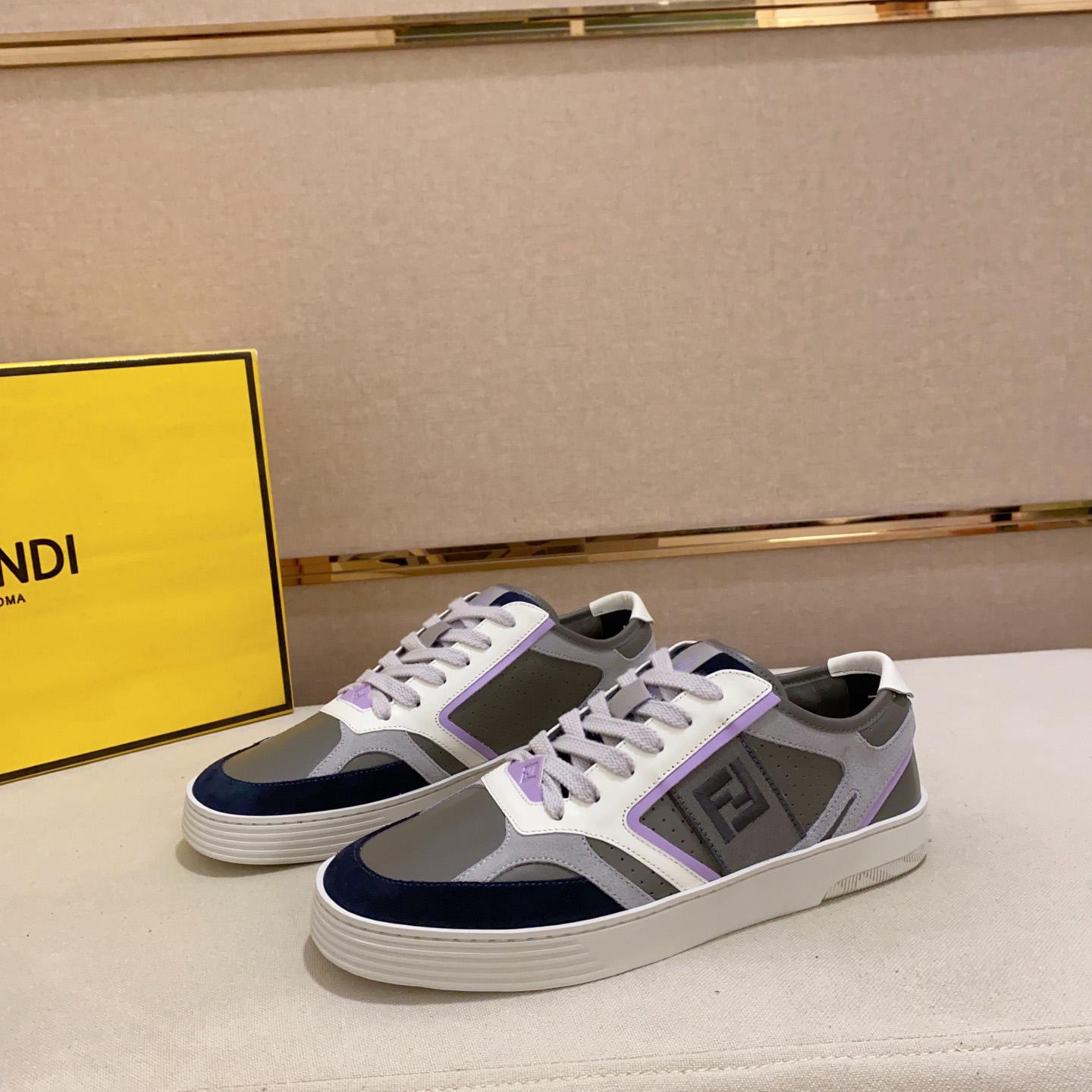 Fendi Step Gray Leather Low-tops Sneakers - EUR FASHION