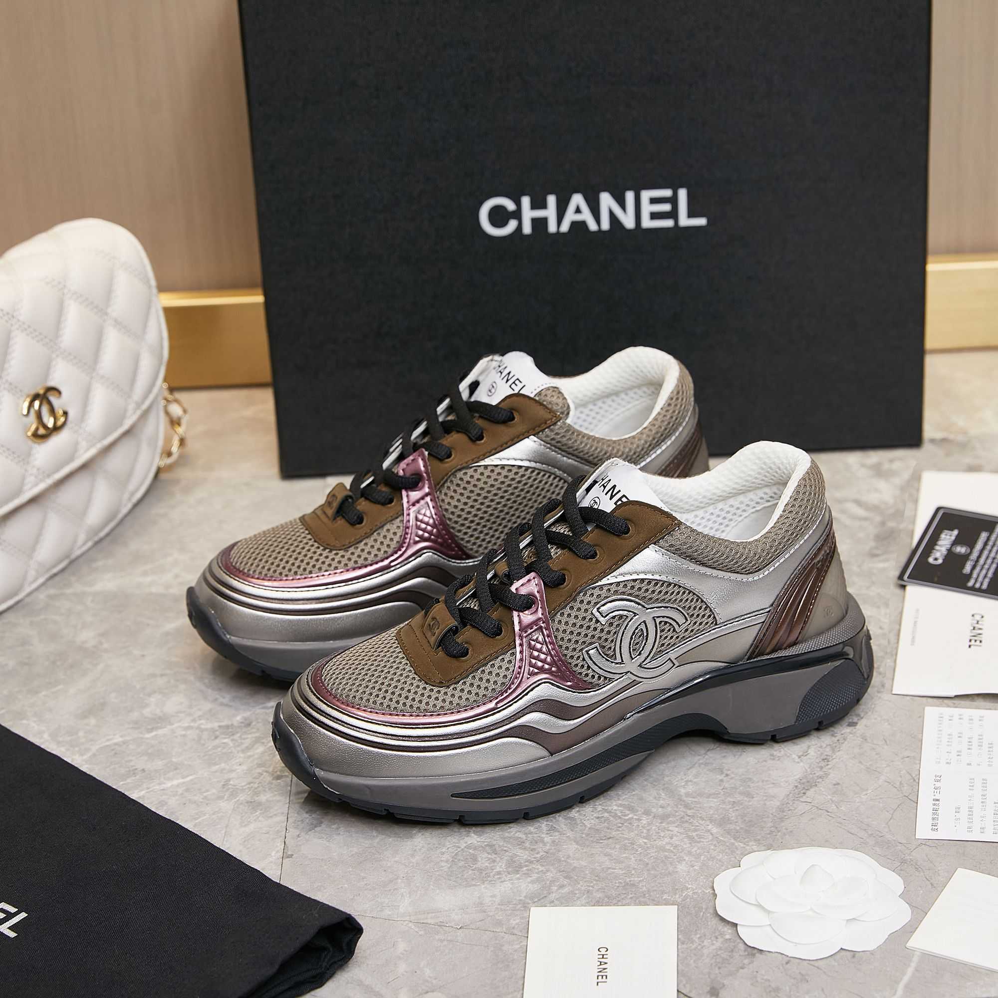 Chanel Fabric & Laminated Sneakers - EUR FASHION