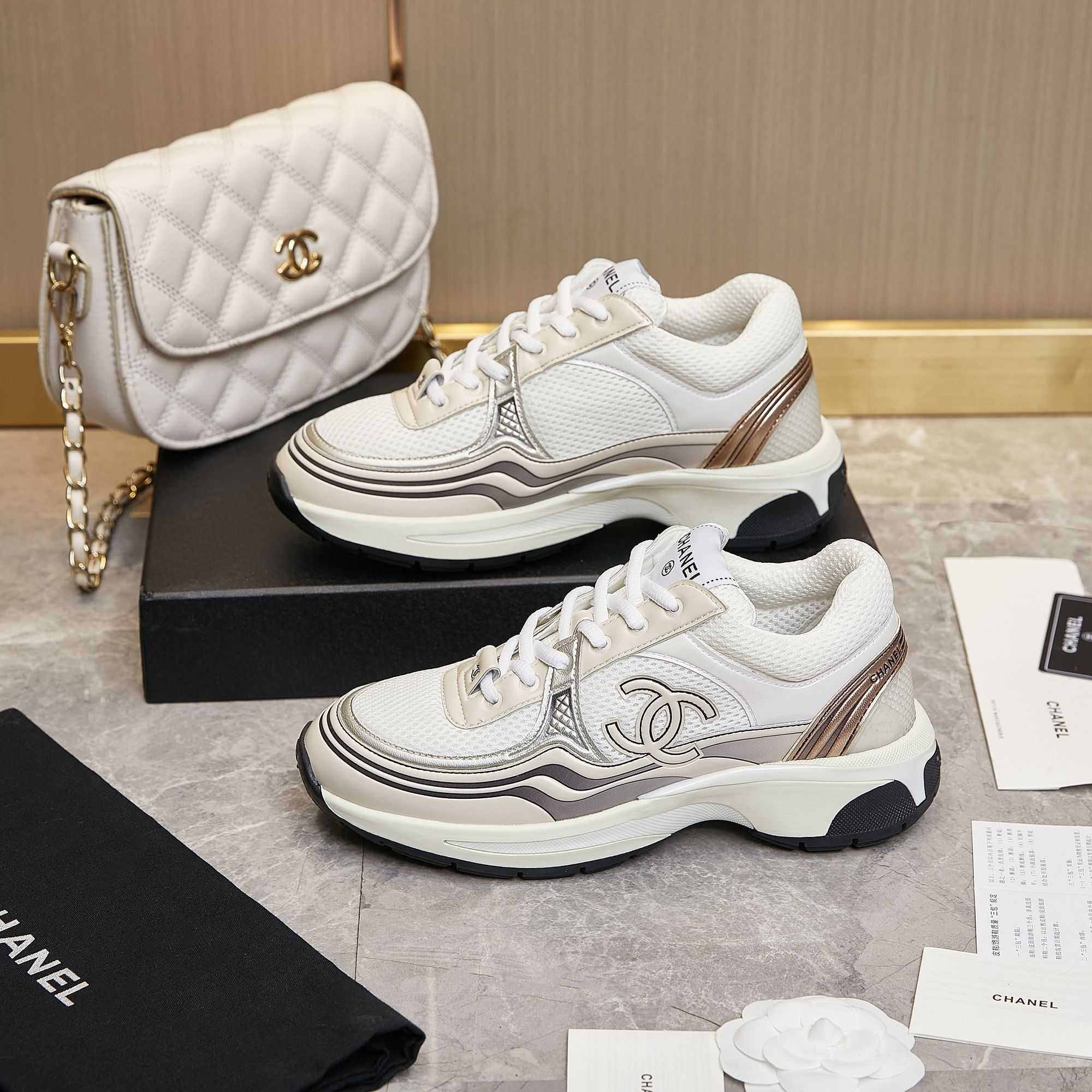 Chanel Fabric & Laminated Sneakers - EUR FASHION