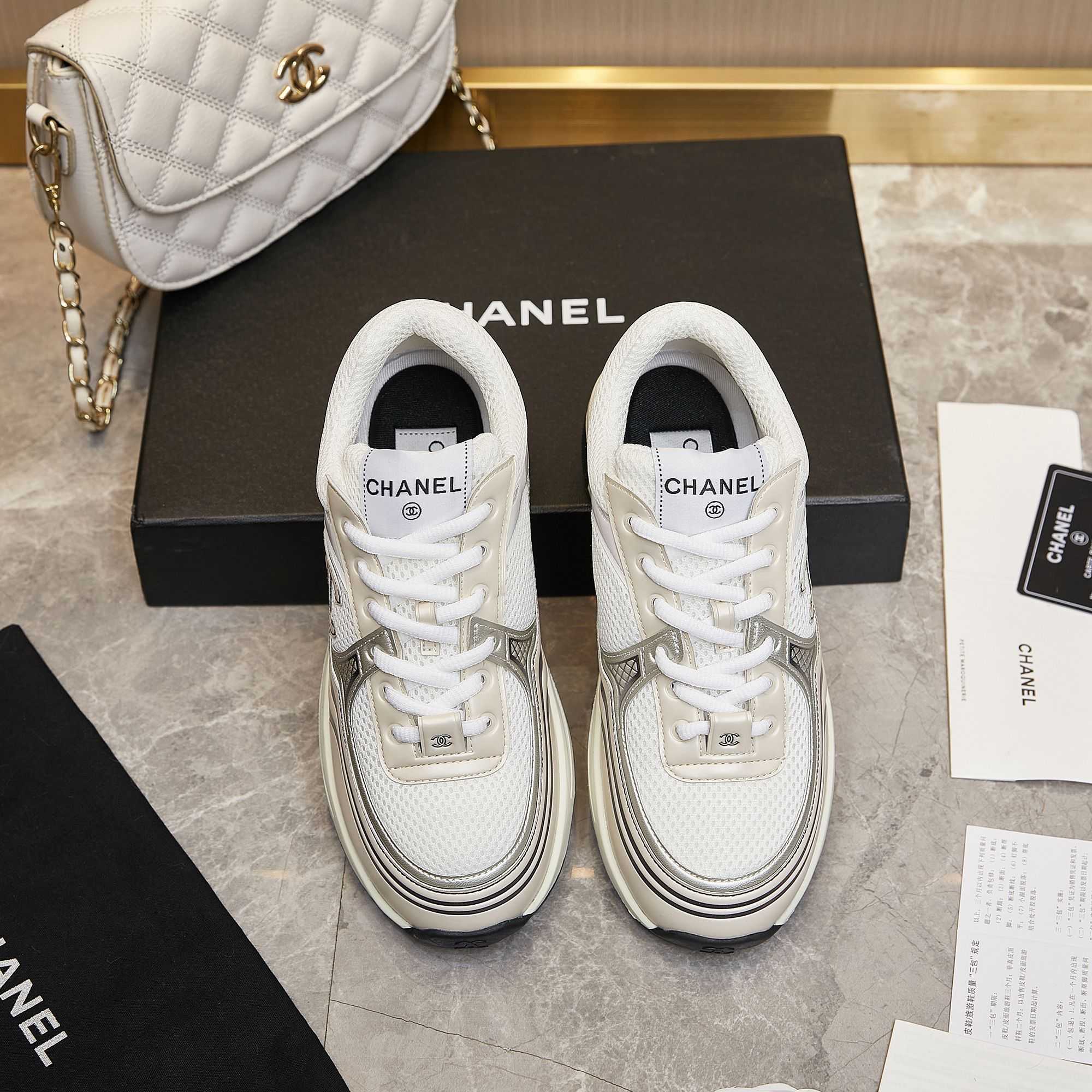 Chanel Fabric & Laminated Sneakers - EUR FASHION