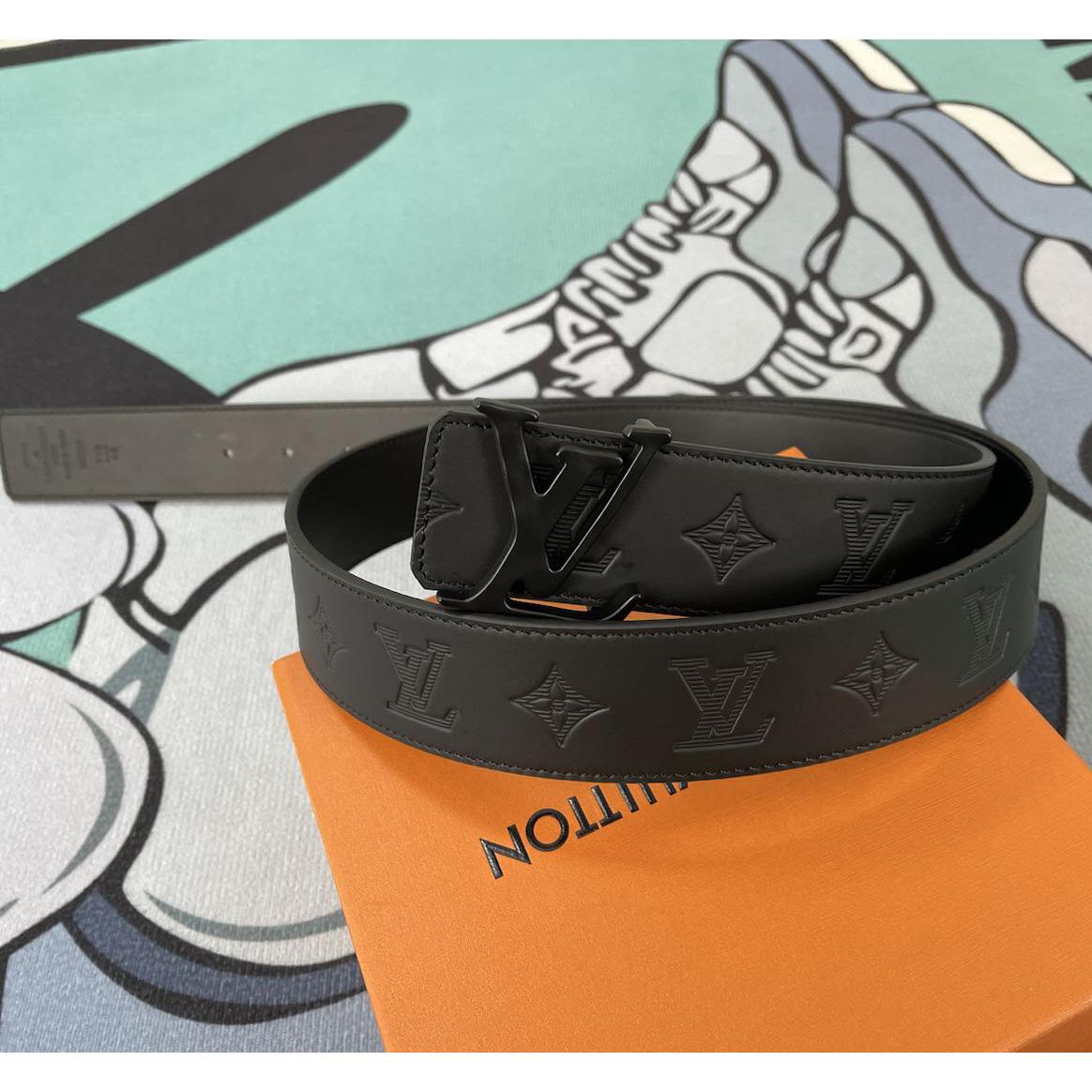 Louis Vuitton Monogram Black Leather Belt - EUR FASHION