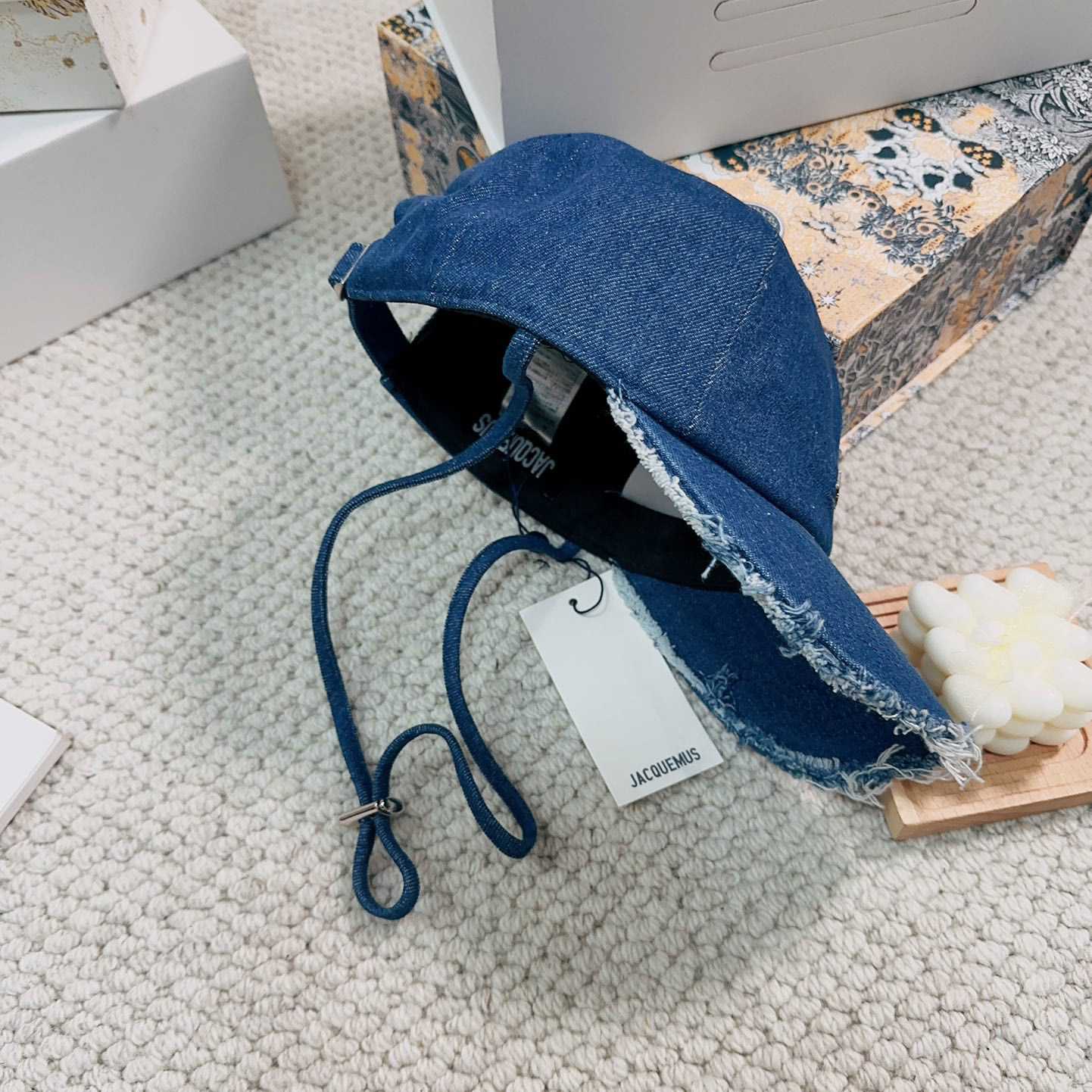 Jacquemus Blue Artichaut Embellished Frayed Denim Baseball Cap - EUR FASHION