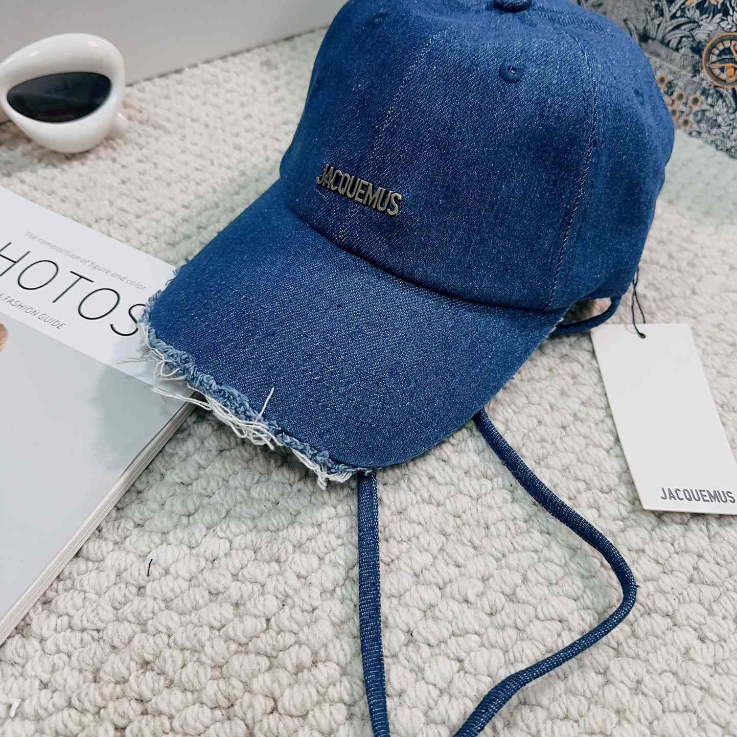 Jacquemus Blue Artichaut Embellished Frayed Denim Baseball Cap - EUR FASHION