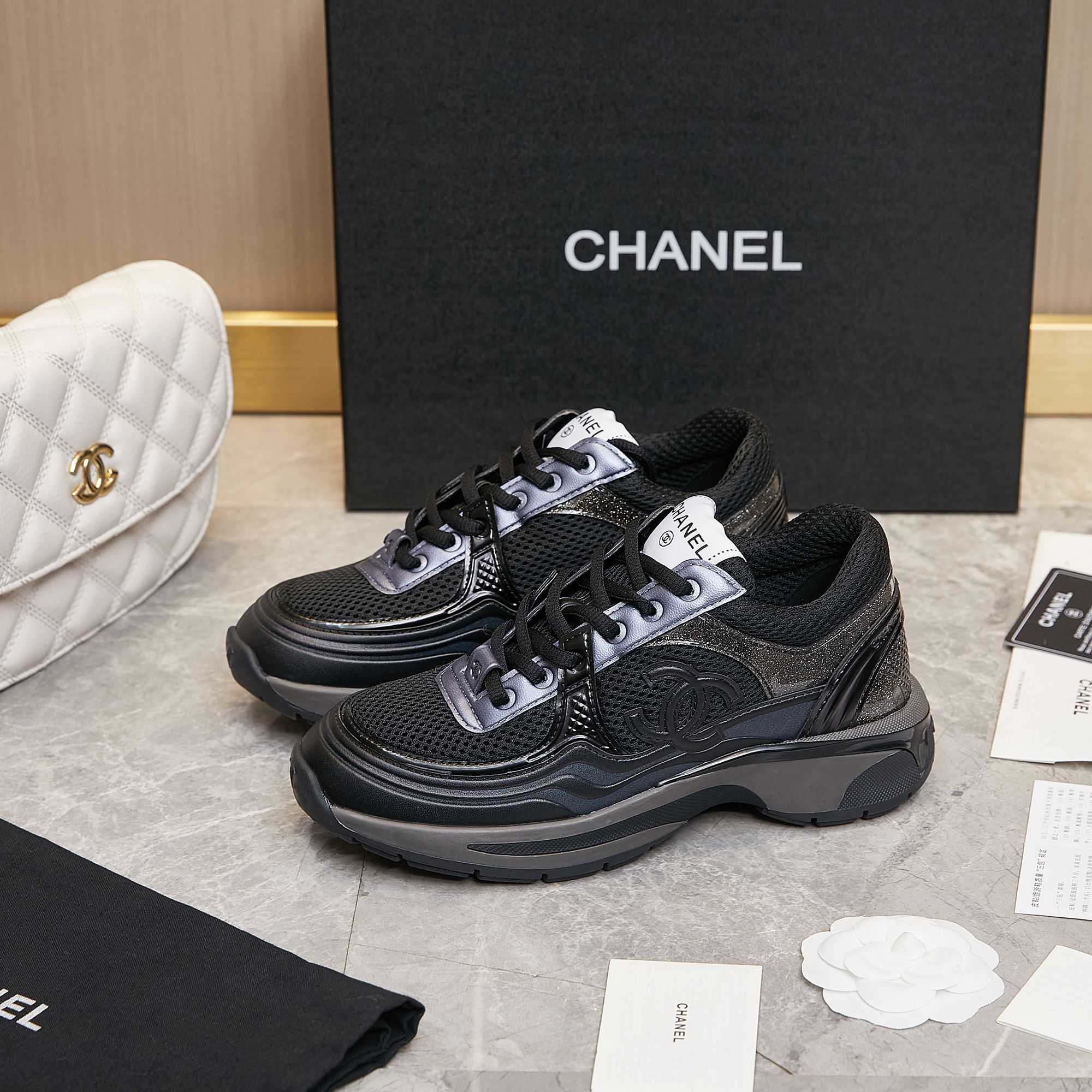 Chanel Fabric & Laminated Sneakers - EUR FASHION