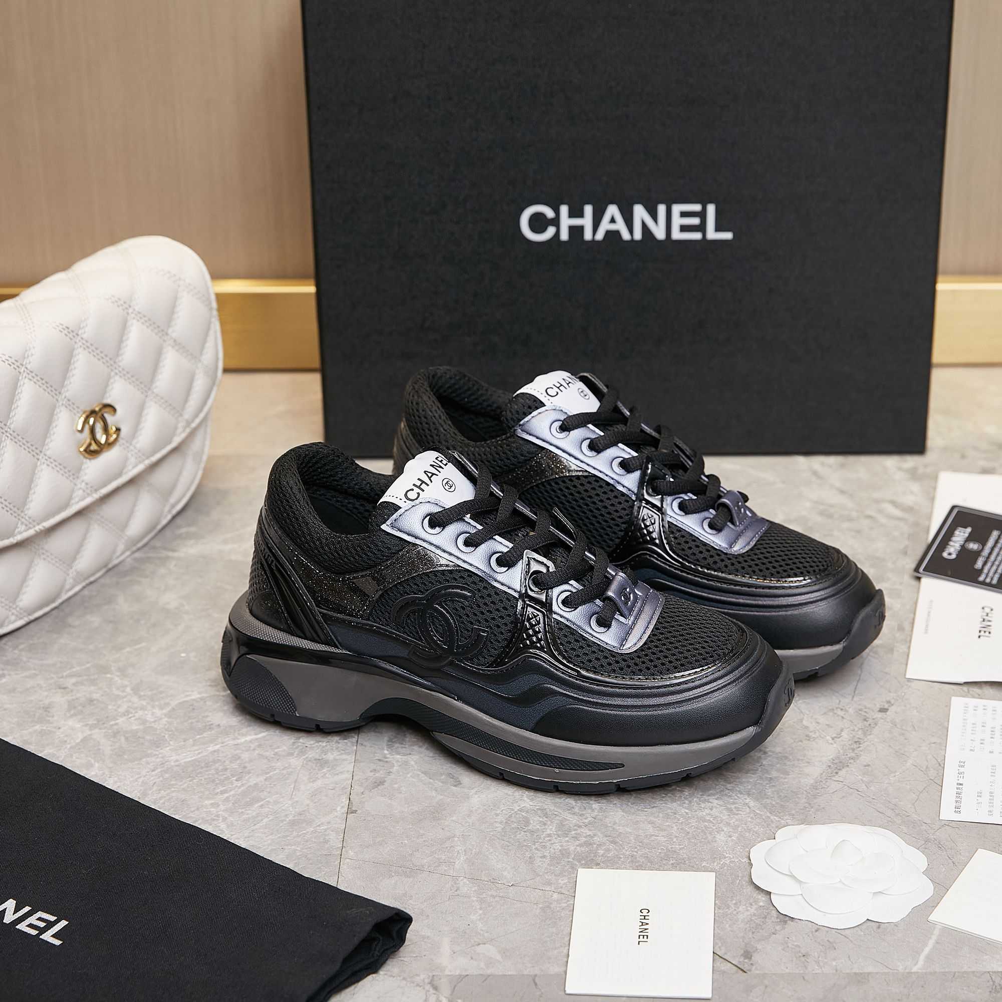 Chanel Fabric & Laminated Sneakers - EUR FASHION