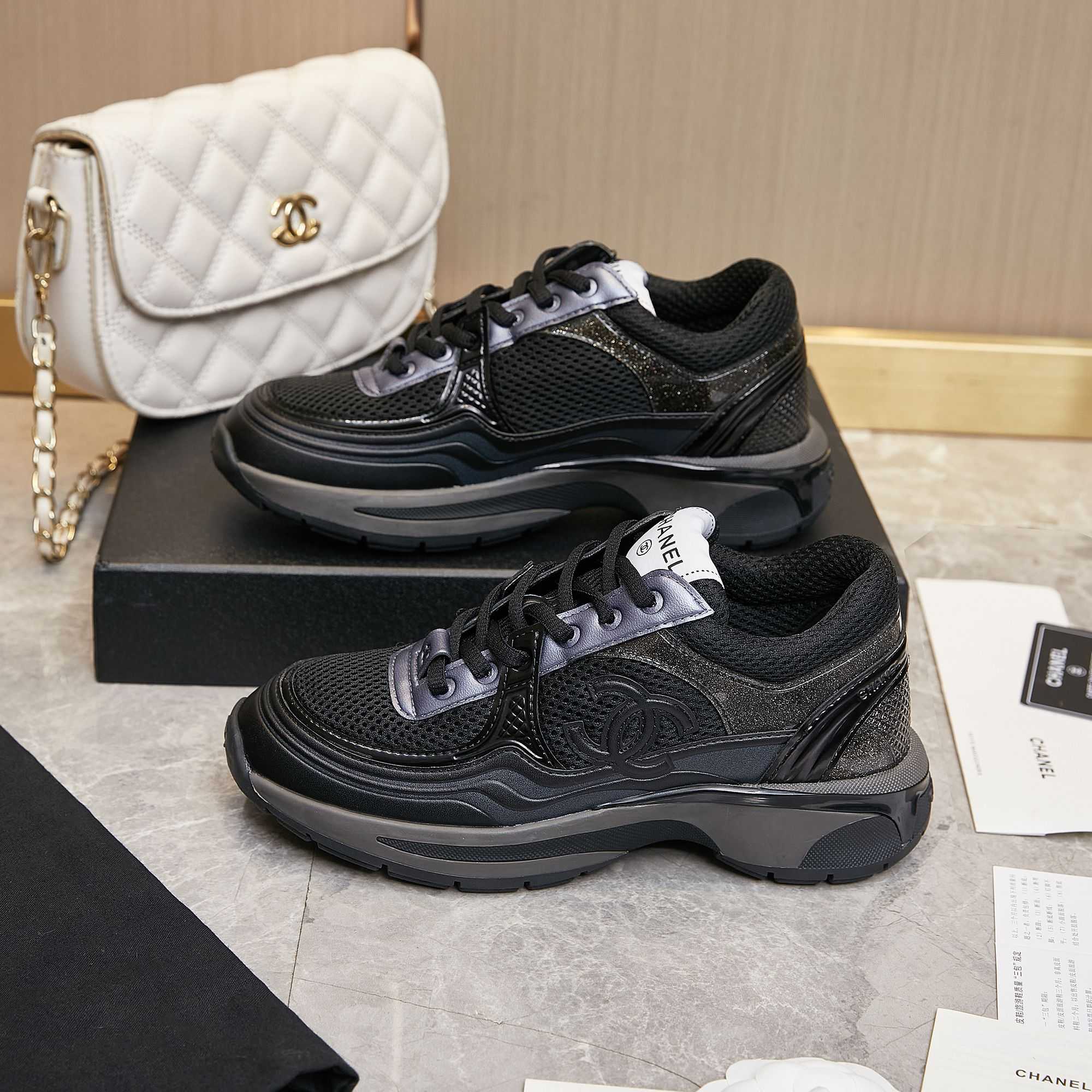 Chanel Fabric & Laminated Sneakers - EUR FASHION