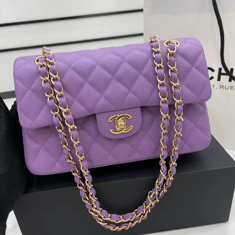 Chanel Small Classic Quilted Flap Purple Lambskin Gold Hardware (23-14.5-6cm) - EUR FASHION