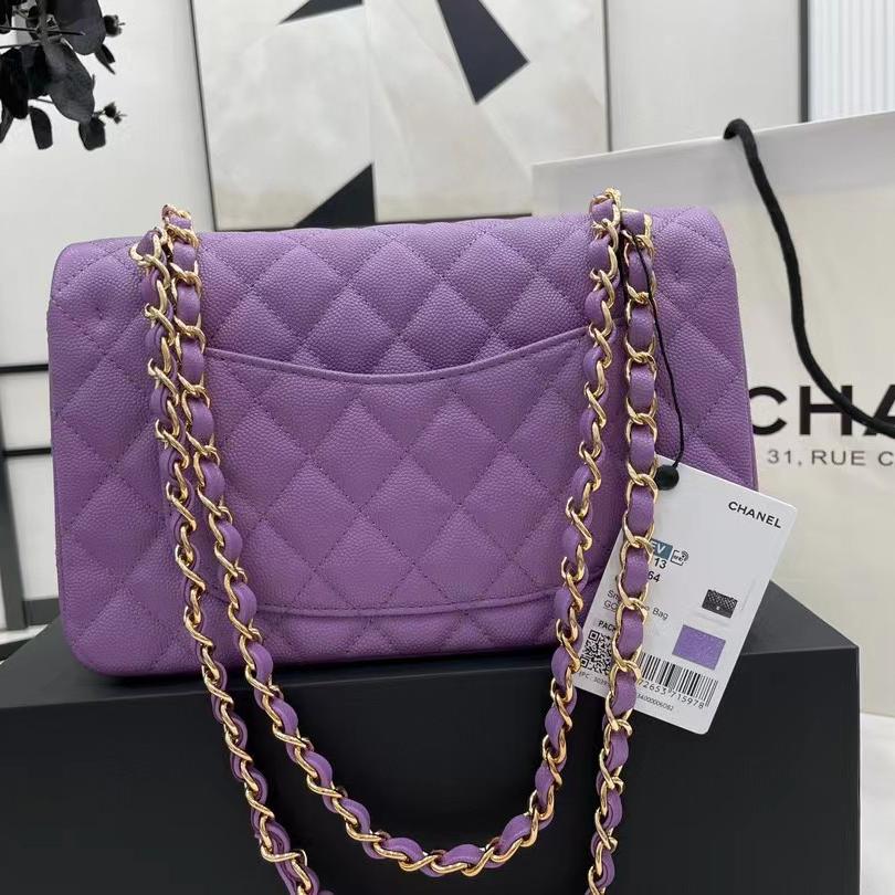 Chanel Small Classic Quilted Flap Purple Lambskin Gold Hardware (23-14.5-6cm) - EUR FASHION