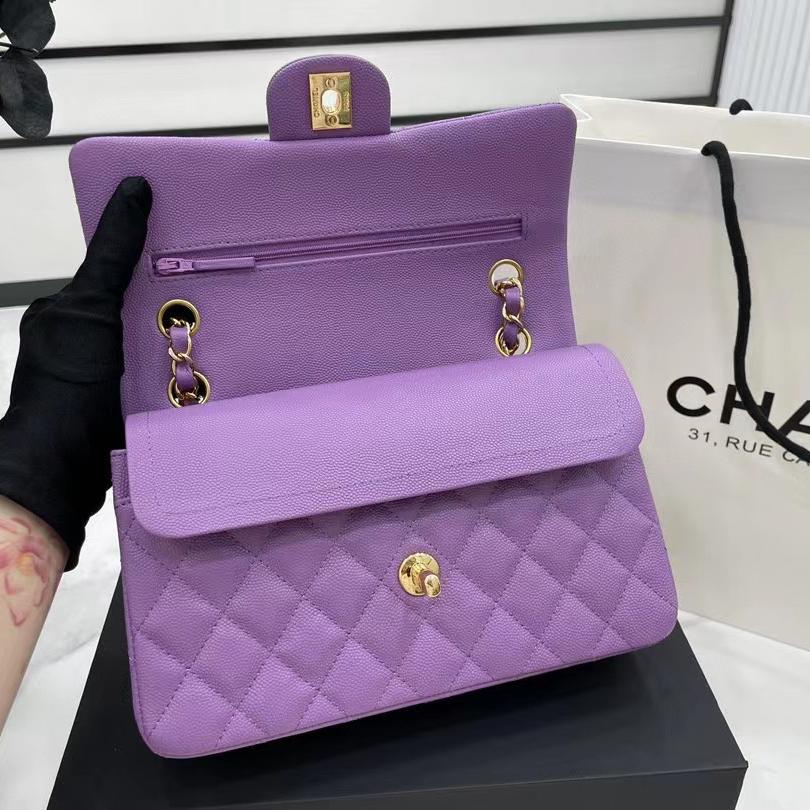 Chanel Small Classic Quilted Flap Purple Lambskin Gold Hardware (23-14.5-6cm) - EUR FASHION