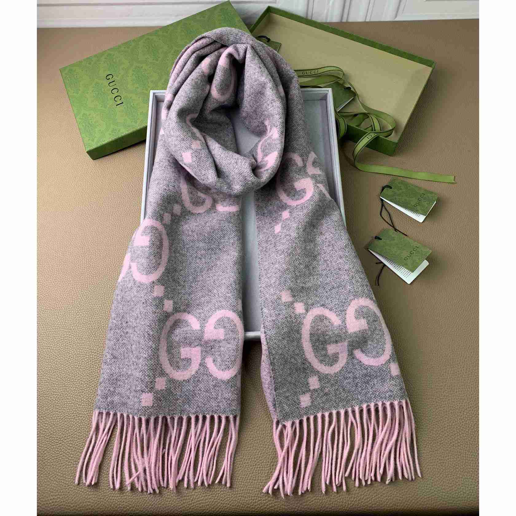 Gucci GG Cashmere Jacquard Scarf - EUR FASHION