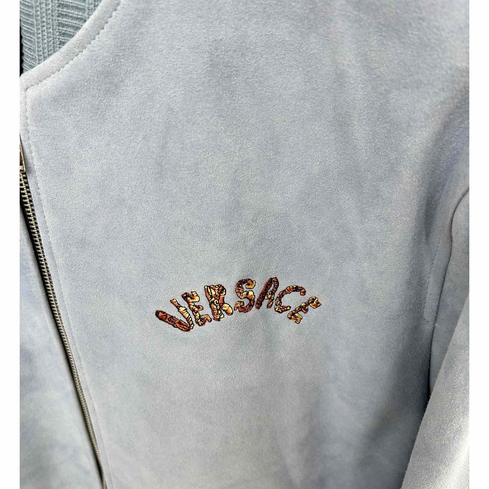 Versace Seashell Baroque Logo Suede Jacket - EUR FASHION