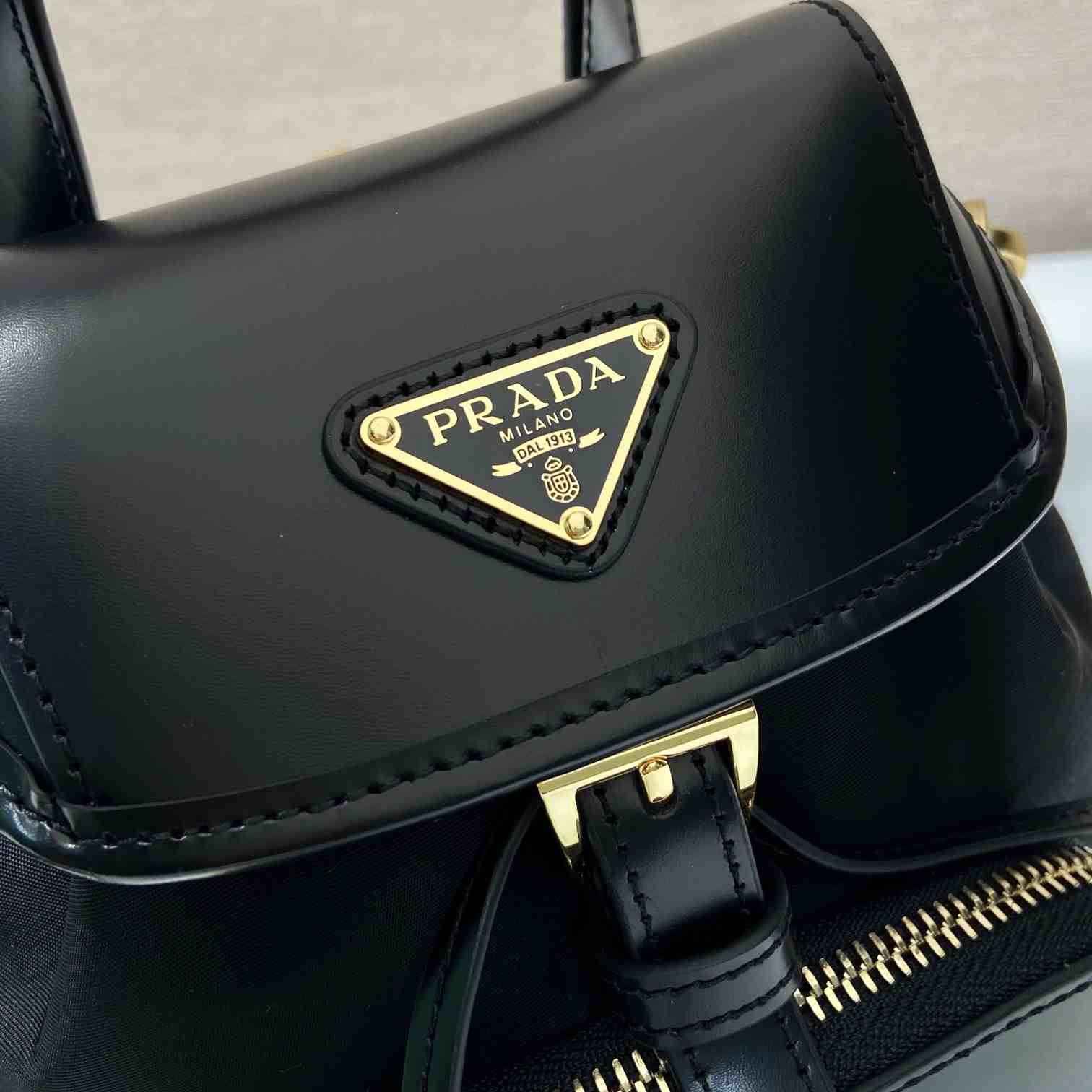 Prada Small Re-Nylon And Brushed Leather Backpack - EUR FASHION