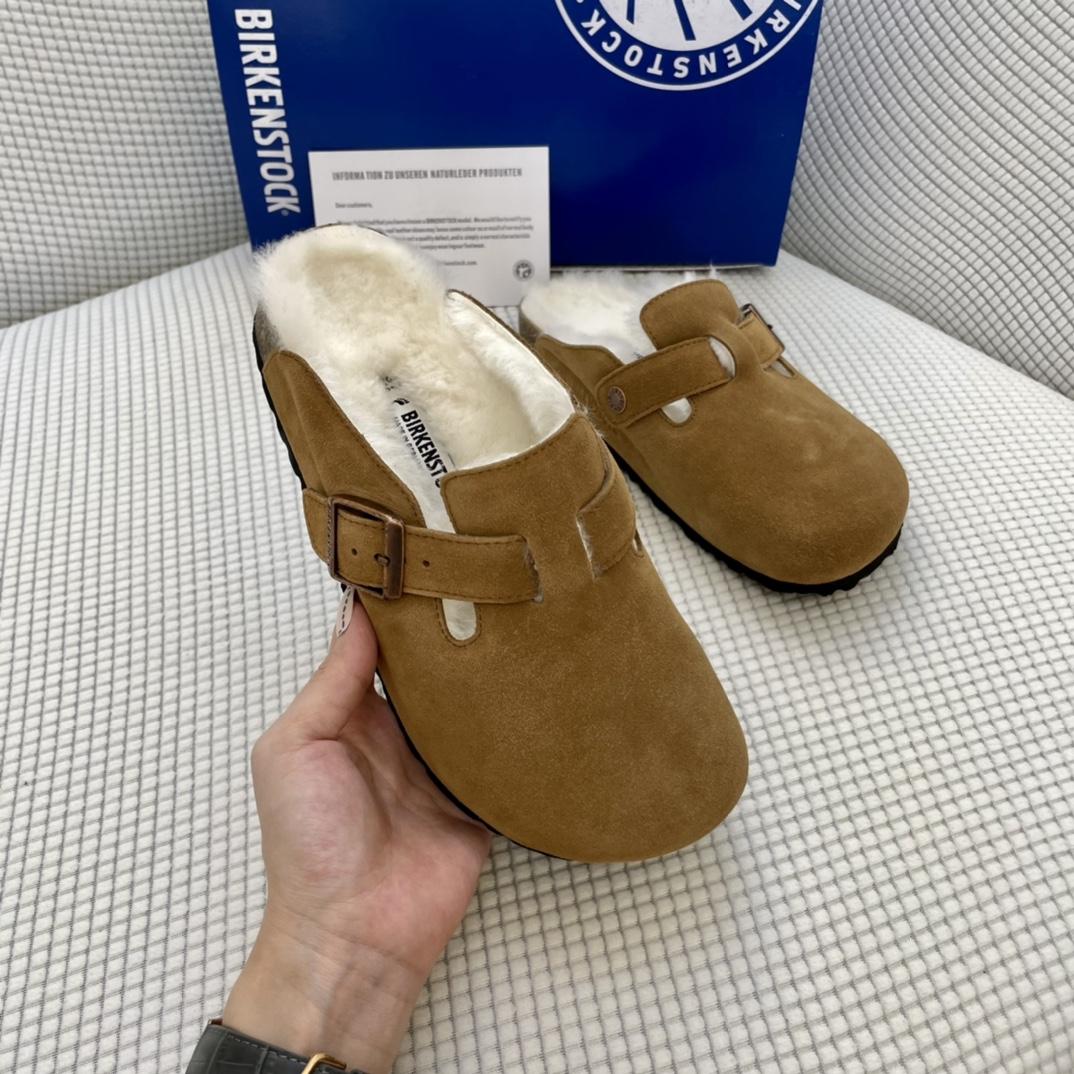 Birkenstock Suede Boston Clogs in Shearling - EUR FASHION