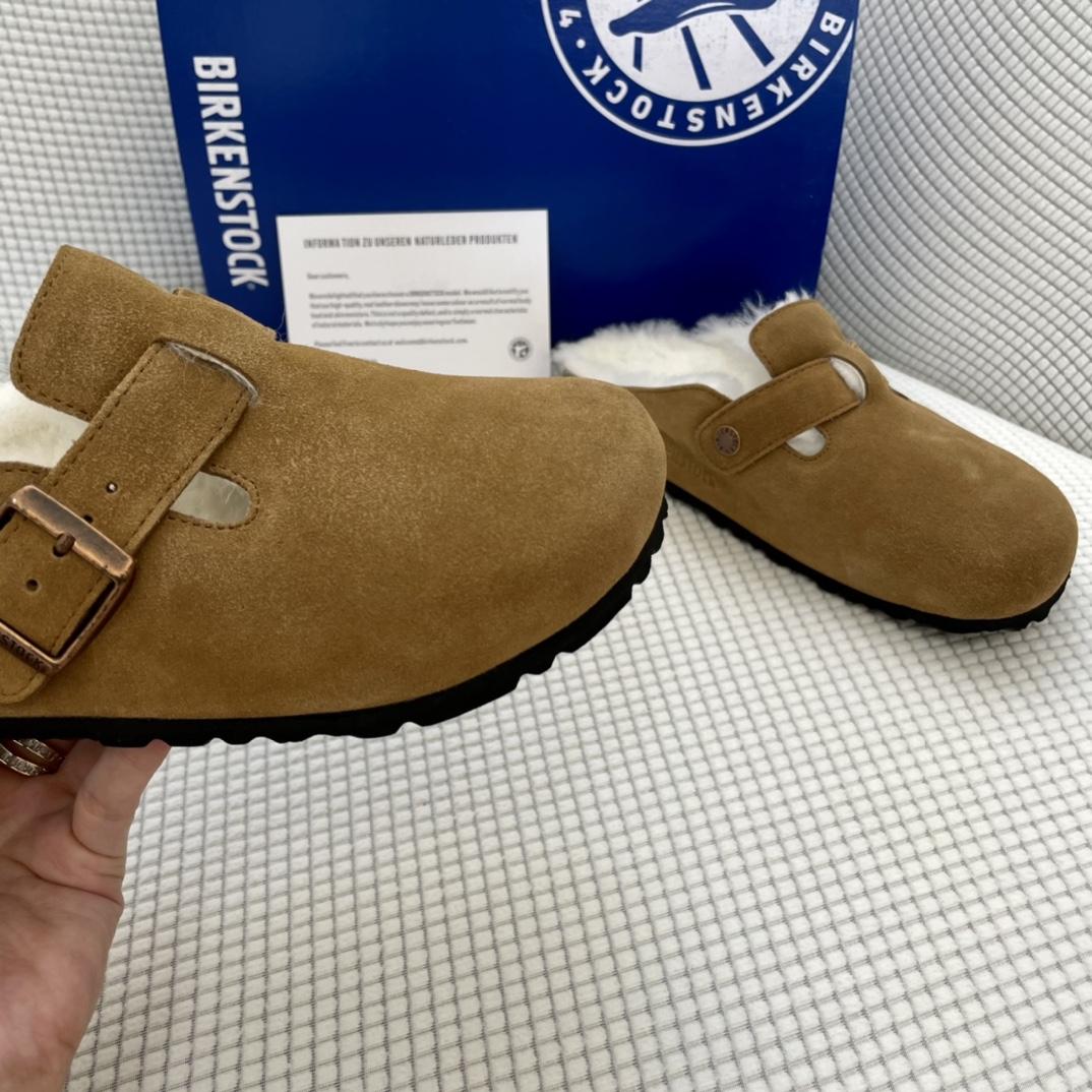 Birkenstock Suede Boston Clogs in Shearling - EUR FASHION